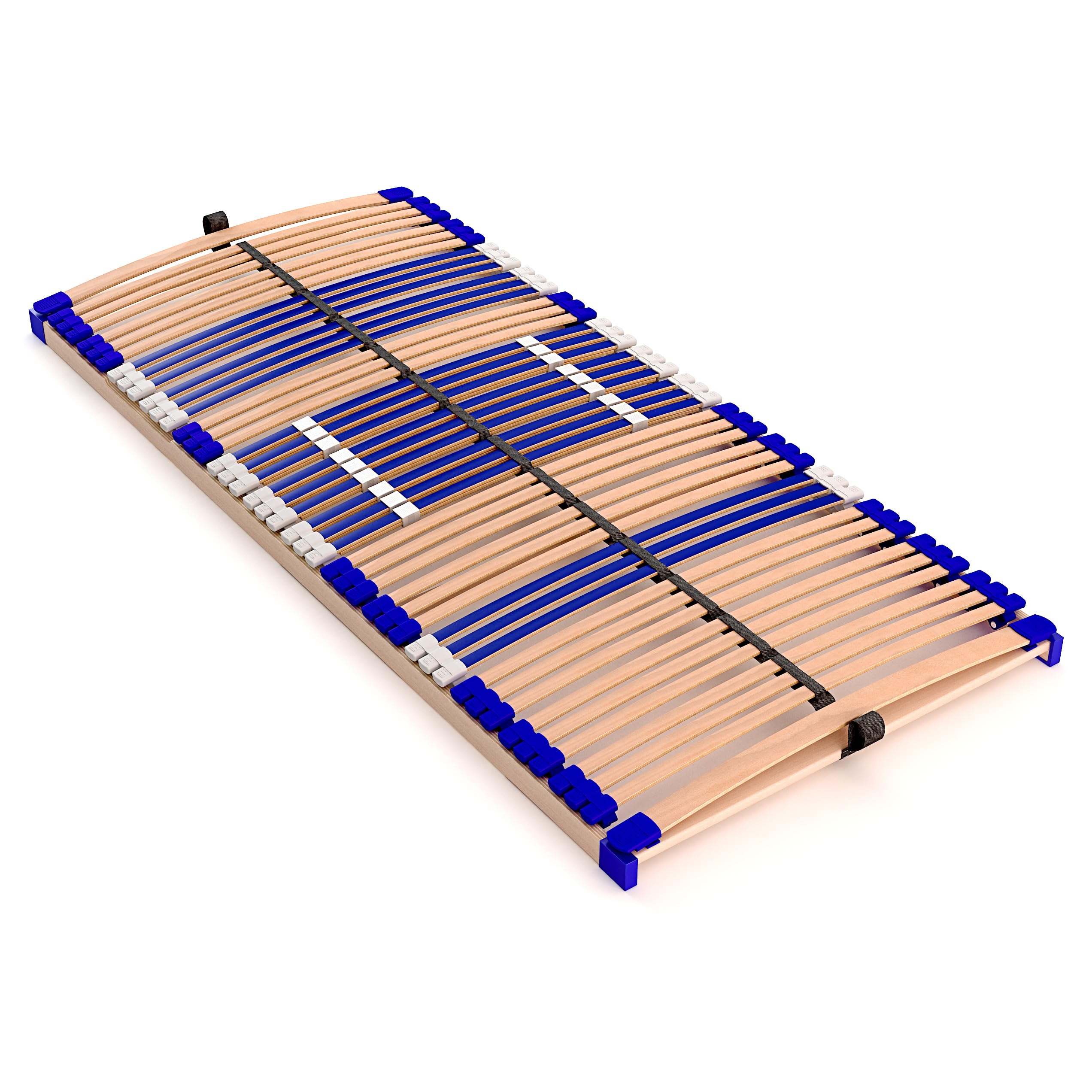 stabiler Lattenrost 100% BUCHE Lattenrahmen - nicht verstellbar, starr - SCHULTERFRÄSUNG, 7 Zonen, 44 Federleisten, Härte-Regulierung, Mittelgurt - FIX COMFORT 44® - fertig montiert (90x200cm)
