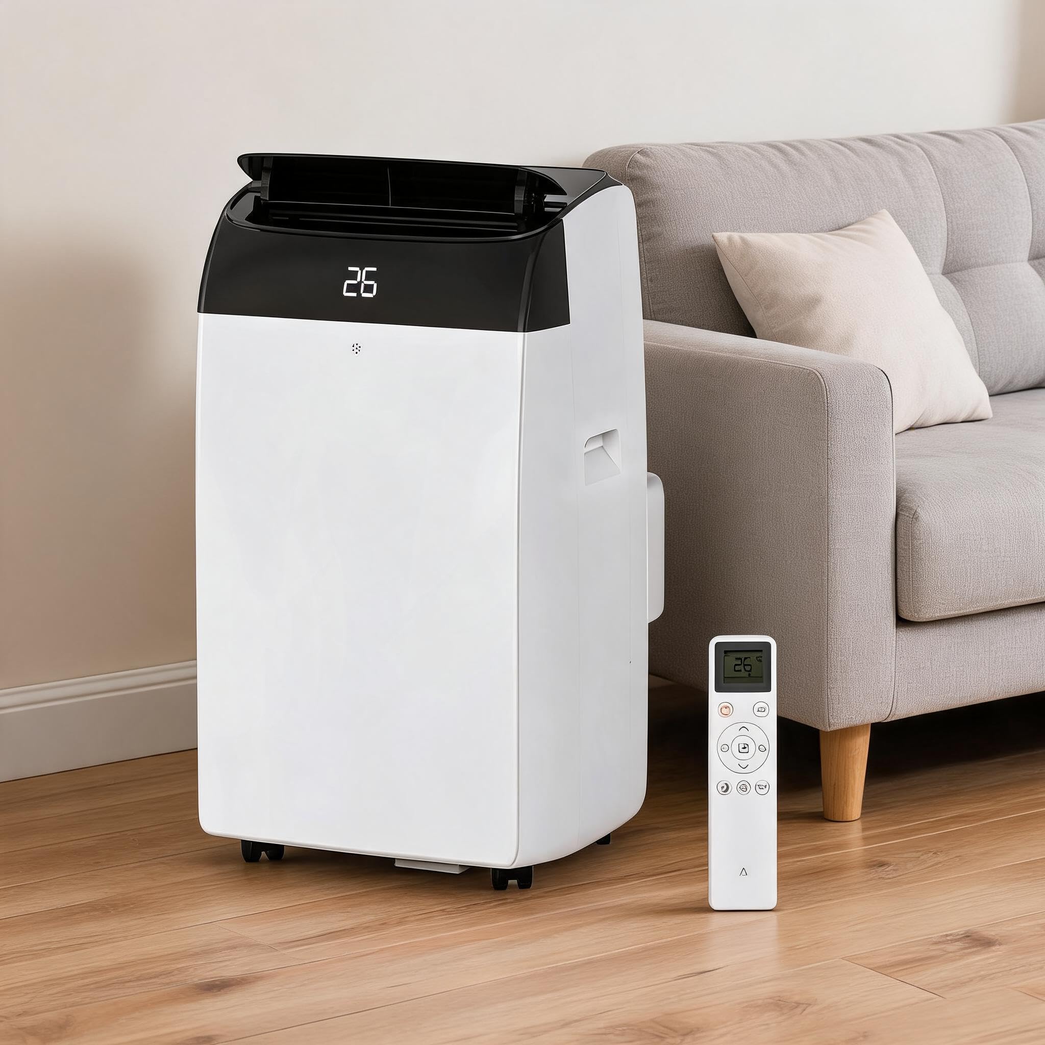 Aptliton 10000 BTU Portable Air Conditioner, 4-in-1 Mobile AC Unit with Cooling Fan Dehumidifier Sleep Mode, Remote Control, 24H Timer, Window Kit for Home Office Bedroom
