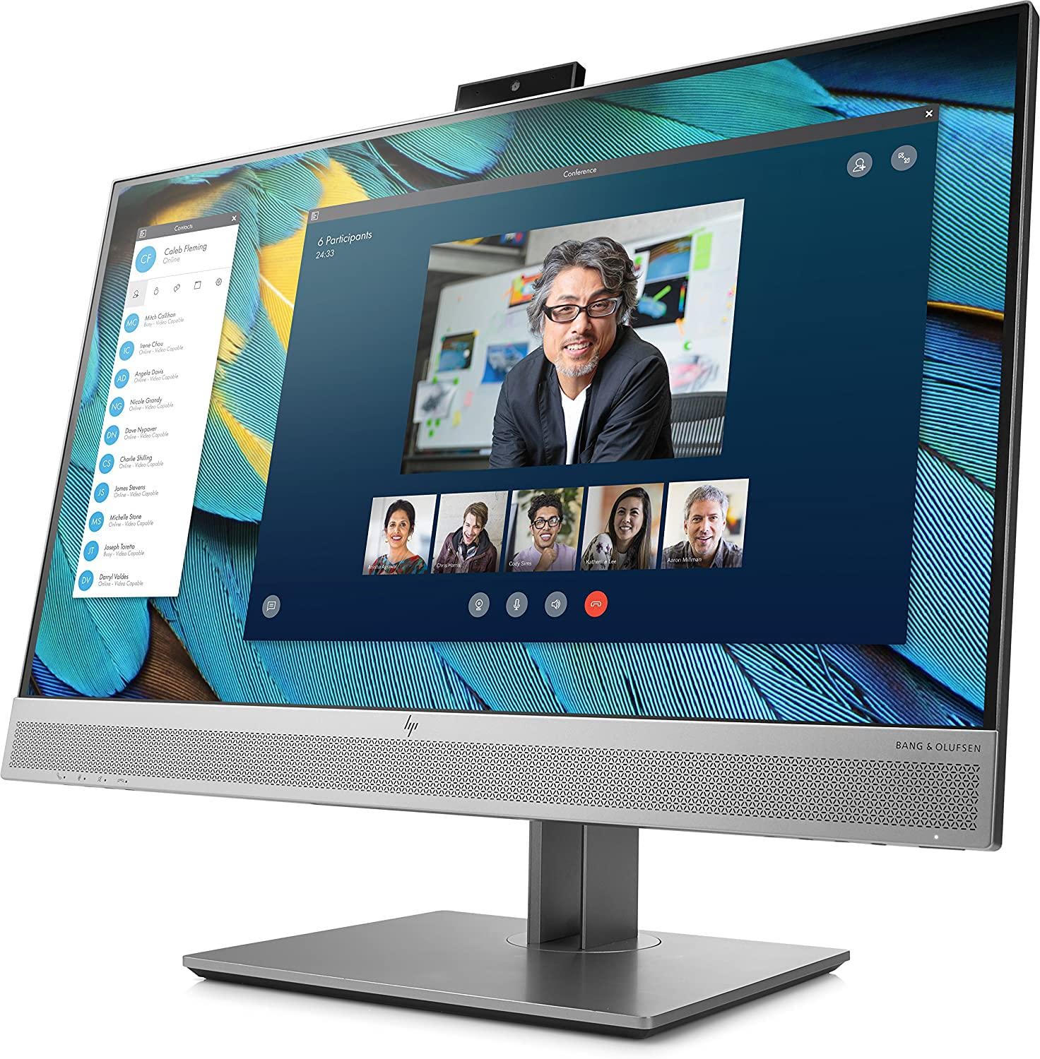HP Elite Display E243m Monitor 23.8'', Casse Audio e Webcam Integrati, Display FHD IPS Antiriflesso, BrightView, Regolabile Altezza fino 150 mm, Pivoting 90°, DisplayPort, HDMI, VGA, Argento