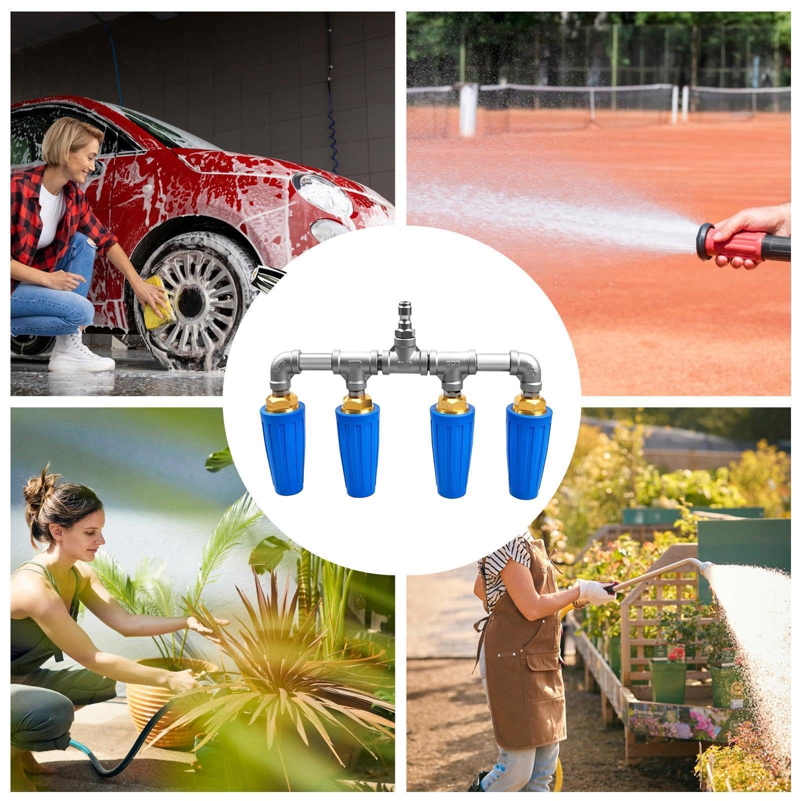 Boquilla Giratoria para Hidrolimpiadora ergonómica en acero inoxidable | Manguera Alta Presión Boquilla Lavado coches, jardín, limpieza patios y garaje