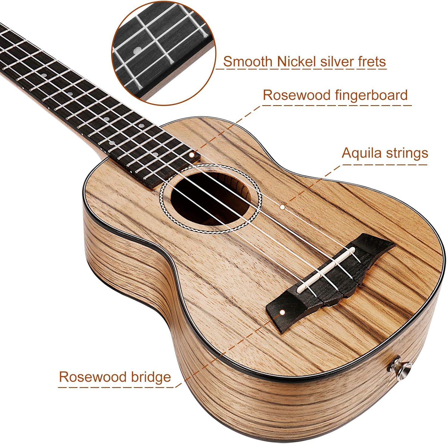 Ranch Soprano Ukulele 21 inch Professional Learn to Play Beginner ukelele with 12 Online Lessons ukalalee Starter Instrument Kit Ukele Bundle Gig bag, Tuner, Strap, Aquila String Set - Matte