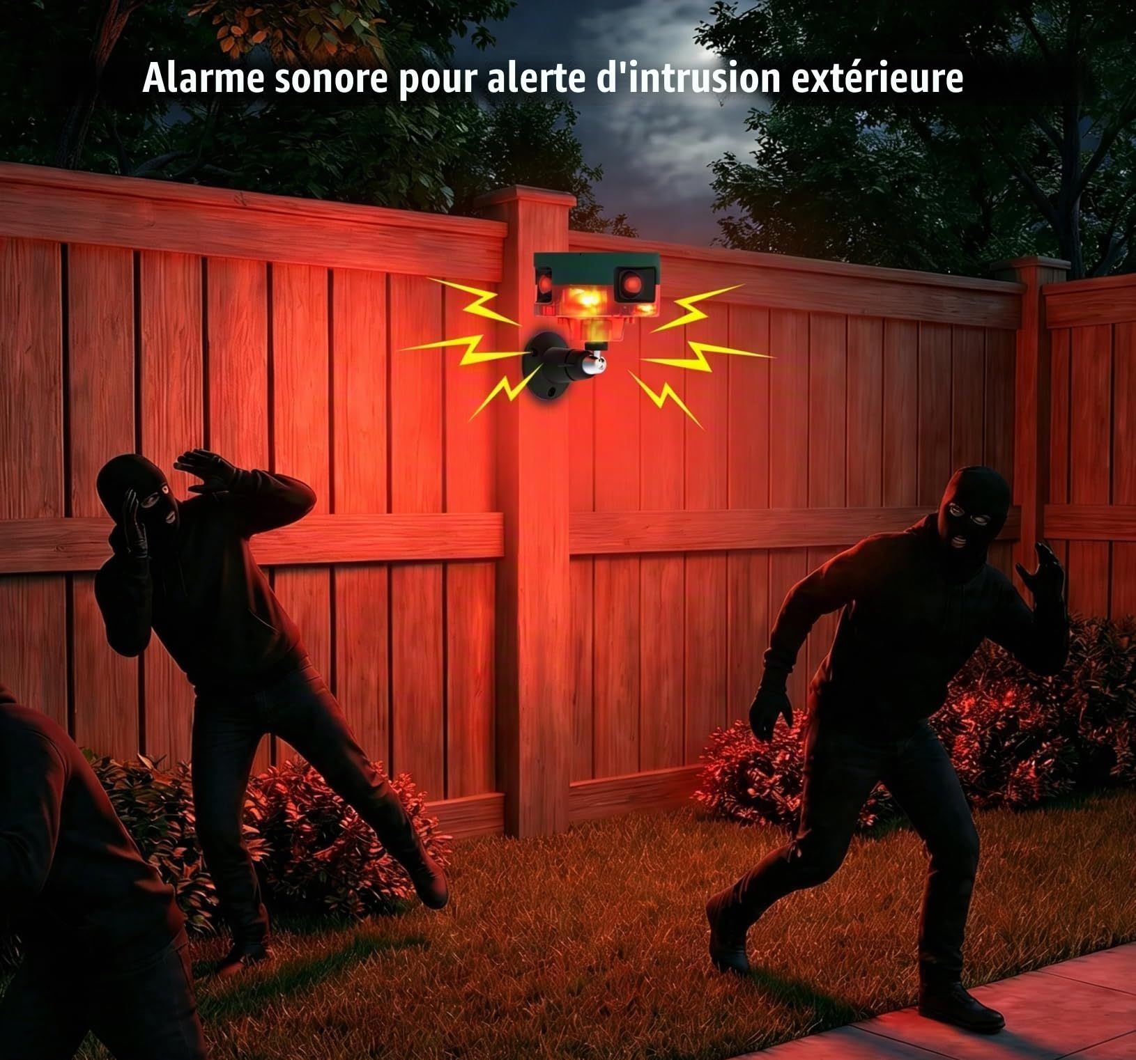 Alarme Solaire d'extérieur avec détecteur de Mouvement à 360° 129 DB Loud Siren, contrôle à Distance, Protection de Porche & Appareil de sécurité de Camping pour Les Zones extérieures
