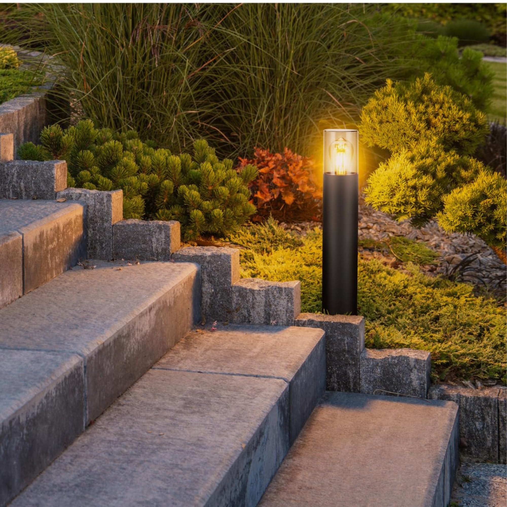Palo Da Giardino Con Spiedo Per Lampadine - Supporto 2xE27 Max 80W, Illuminazione Esterna Per Giardini E Vialetti