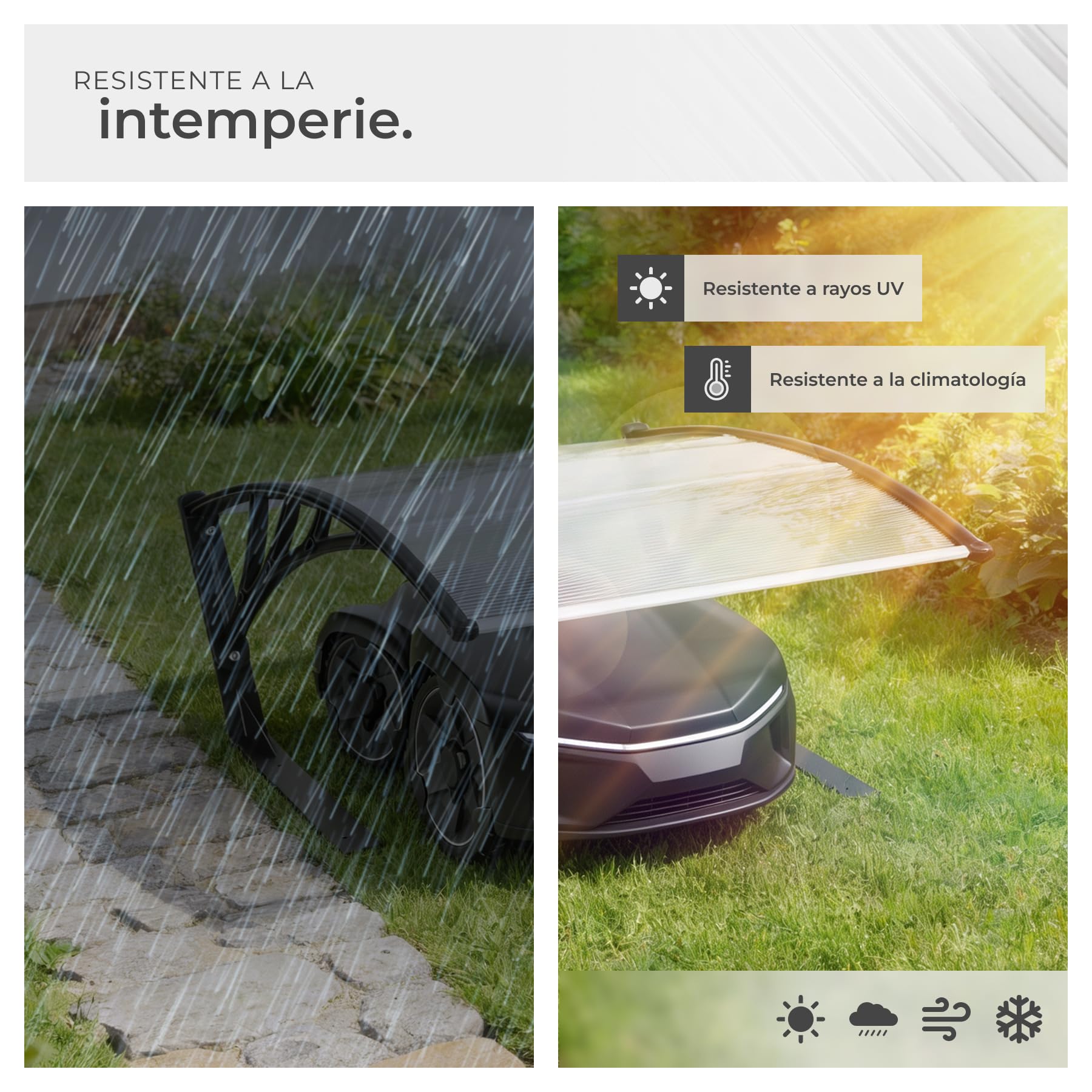 tectake® Garaje para Robot Cortacesped con Estructura Metálica Reforzada, Techo Abovedado Robot cortacesped para Drenaje Eficiente, Casa Jardin Lluvia - 100 x 81 x 48 cm Transparente