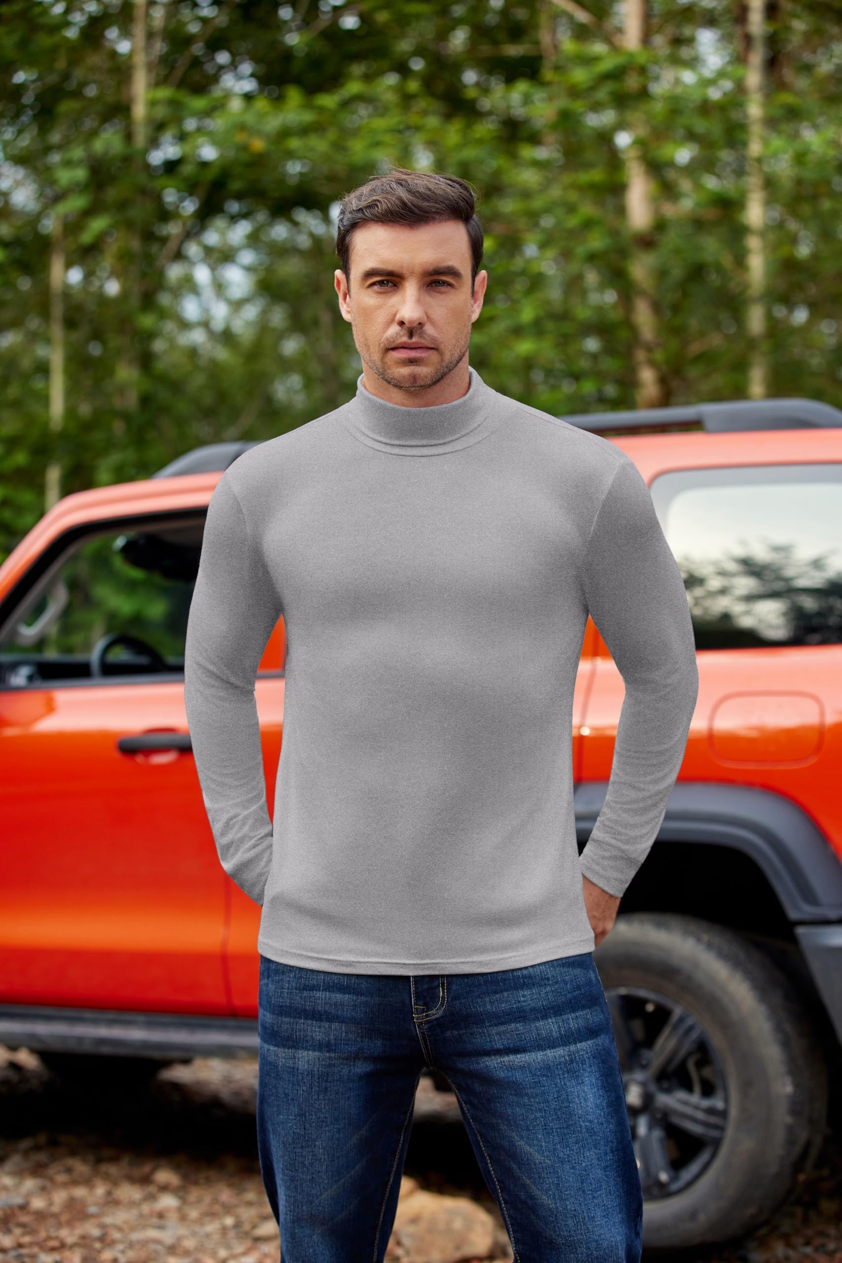 Ekouaer 3pcs Camiseta Interior térmica de Invierno para Hombre Camiseta de Manga Larga con Cuello Alto S-XXL