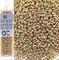 Vista 1 de Miyuki Cuentas redondas de semillas de Rocaille Tamaño 15/0 0.29 oz Duracoat Oro Galvanizado