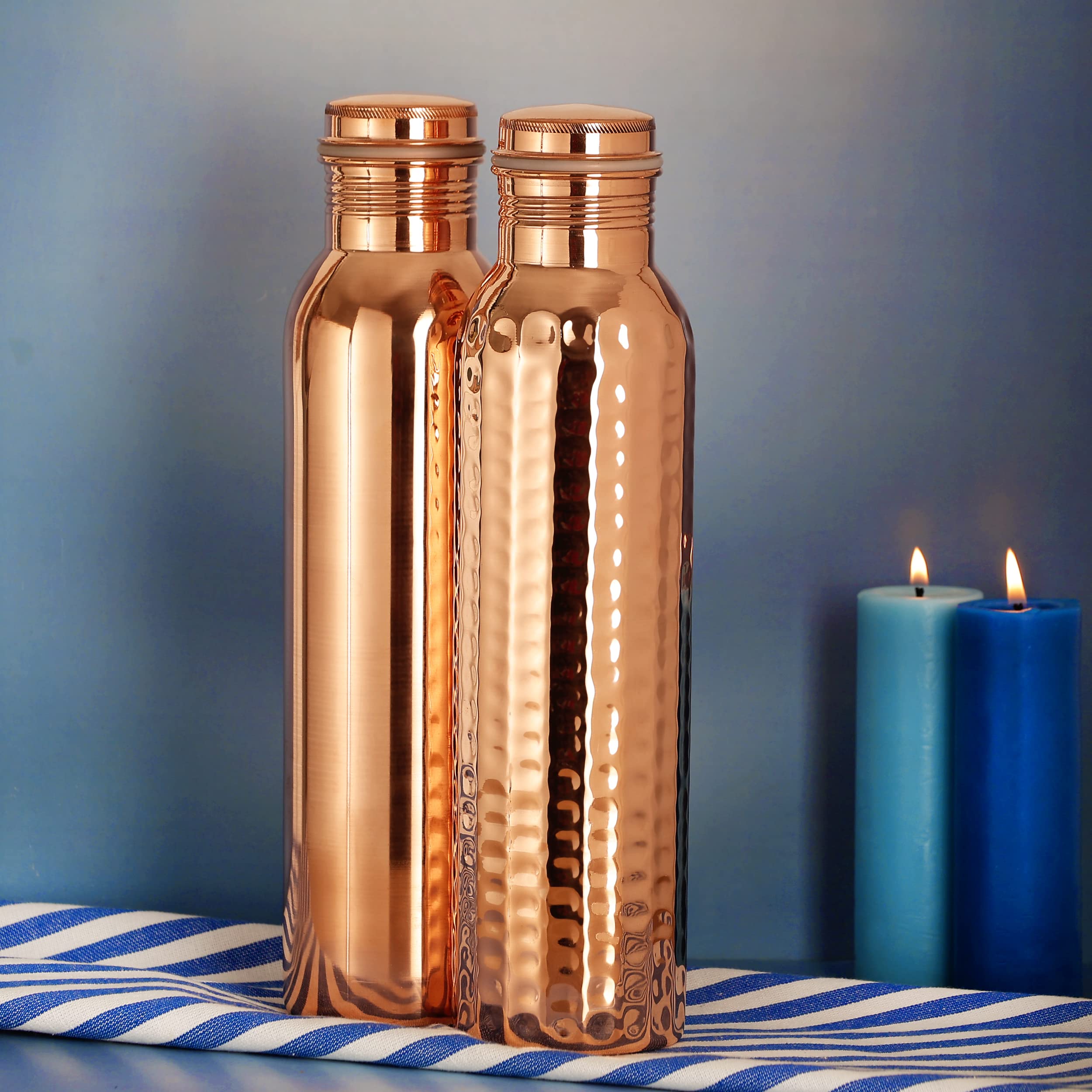 銅製水筒Copper Water Bottle 950ml D4 2点セット Amazon.com: Copper Bottles Set of 2, 1000 ML, UNLINED