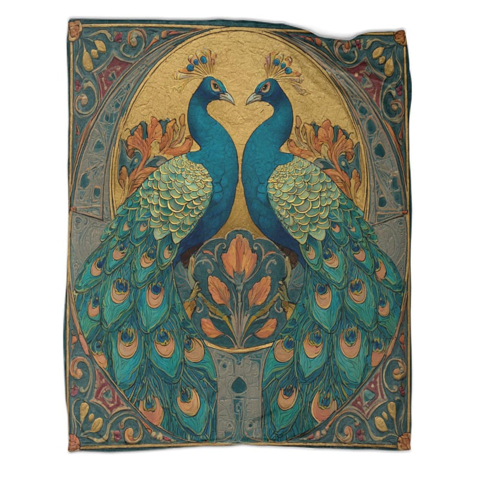 kaiyun Two Peacocks Throws,Soft And Warm Printed Flannel for Bed And Sofa 70x80inch(180x200cm)