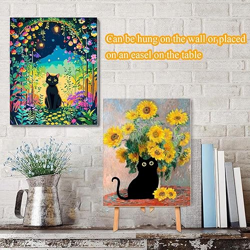 Vista 80 de VIGEGU Paquete de 4 pinturas por números para adultos, lienzo enmarcado, con caballete de madera, pintura por números para niños de 8 a 12 años