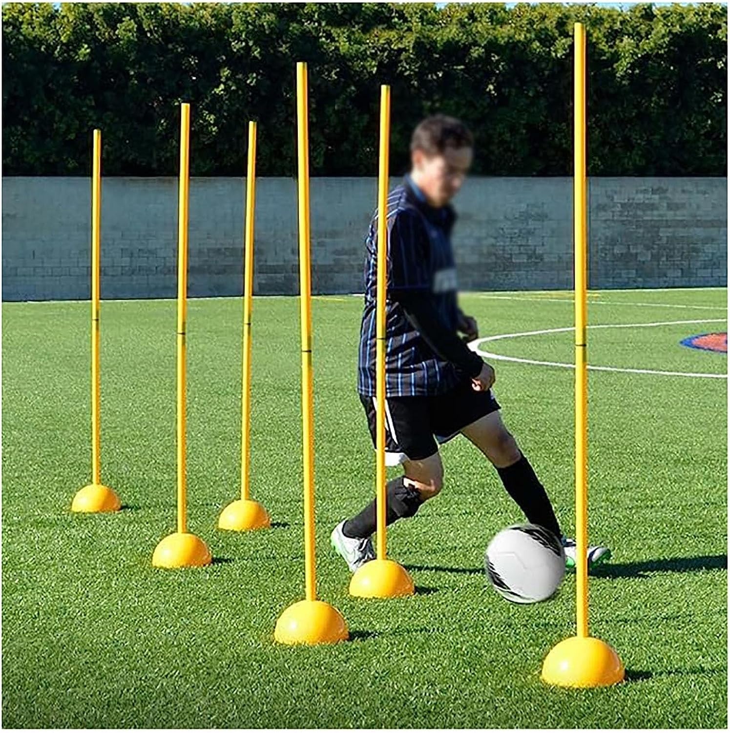 Palos de slalom Postes de agilidad con base, 5 juegos de postes de slalom desmontables rellenos con arena o grava, equipo de entrenamiento de fútbol for niños, adultos ( Color : Yellow-6 , Size : 5ft(