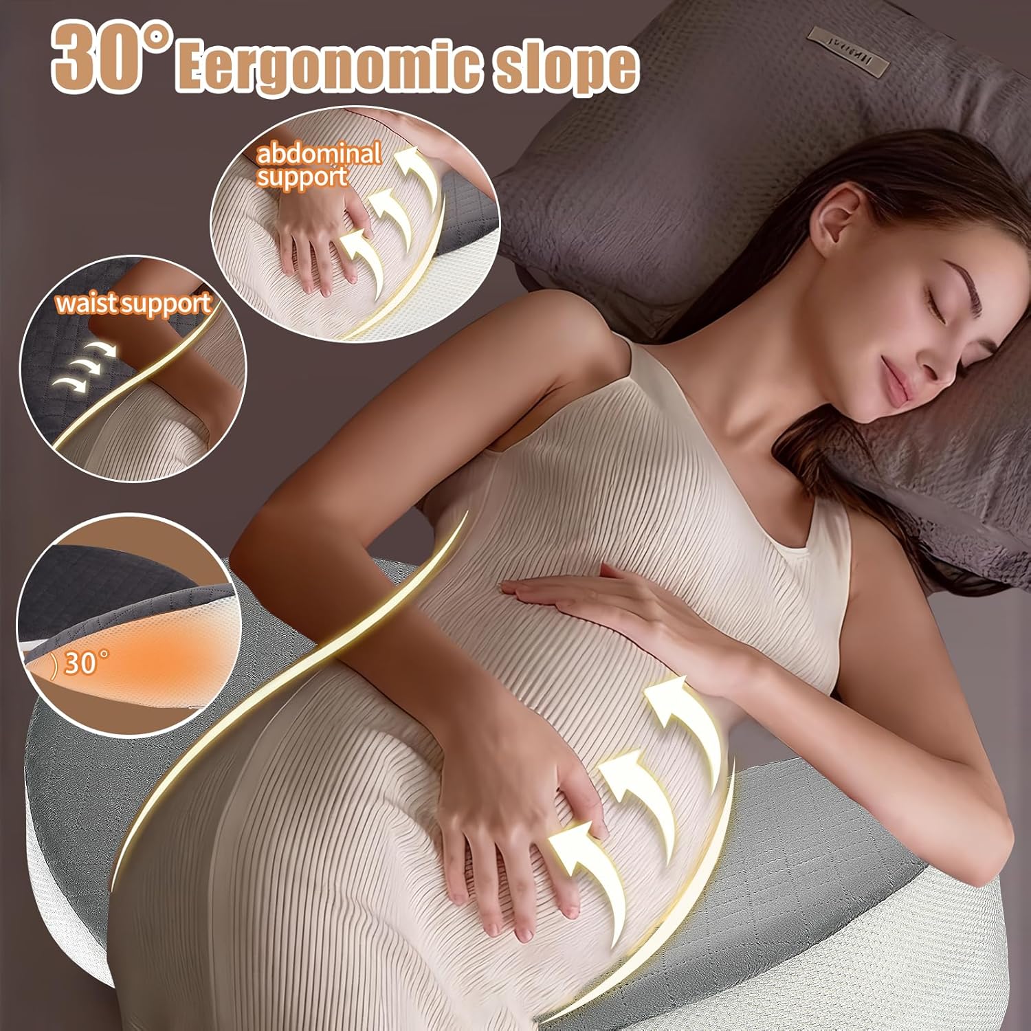 AMTPM Pregnancy Pillows for Sleeping, Upgraded Memory Foam Maternity Pillow, Pregnancy Body Pillow for Pregnant Women with Cooling Removable, Washable Cover, Support for Belly