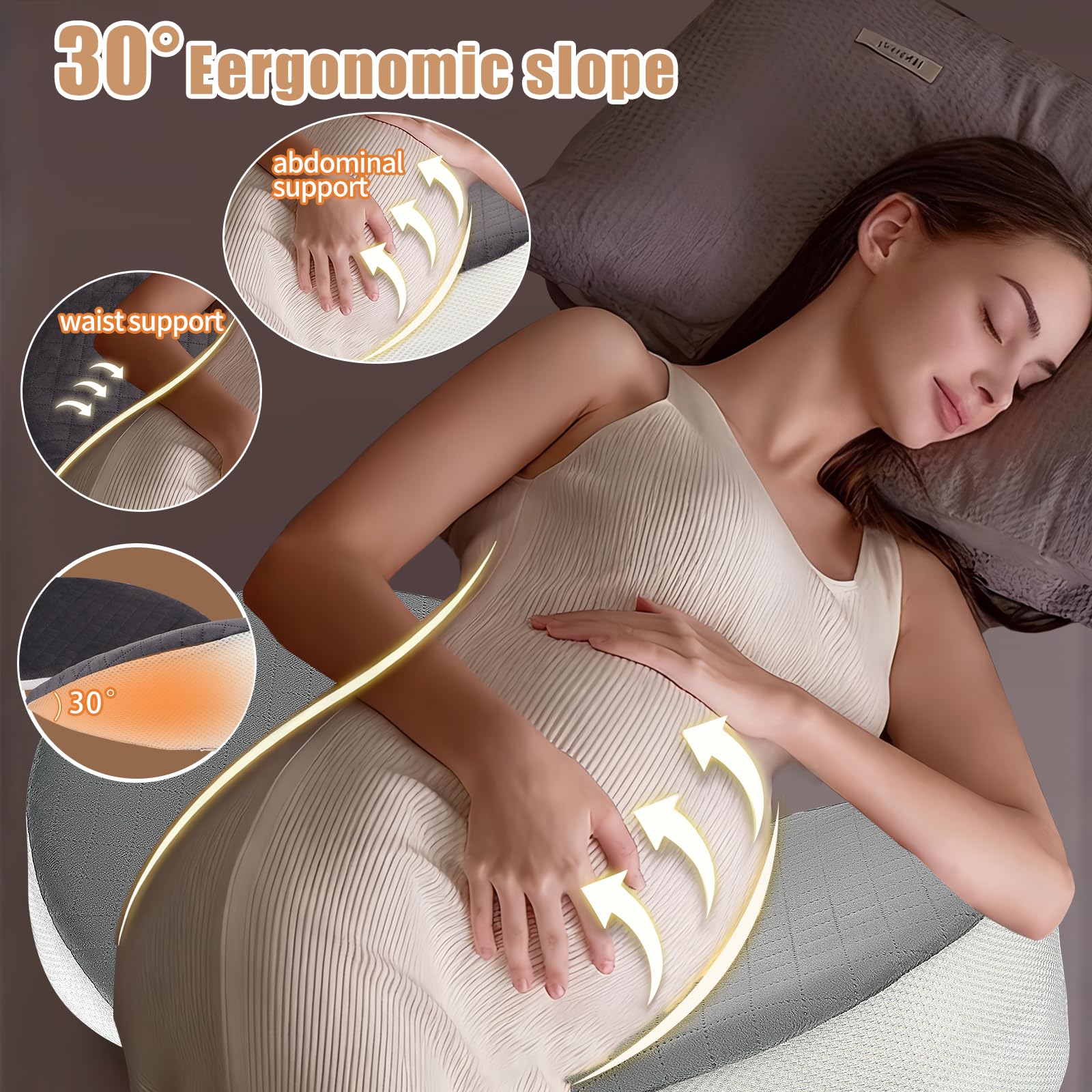 Almohada de Embarazo para ei Abdomen, Ajustable y Portátil Almohada Embarazada faja Embarazada Almohada para Dormir de Lado para Embarazo, Soporte para Espalda, Caderas, Piernas Embarazadas Originales