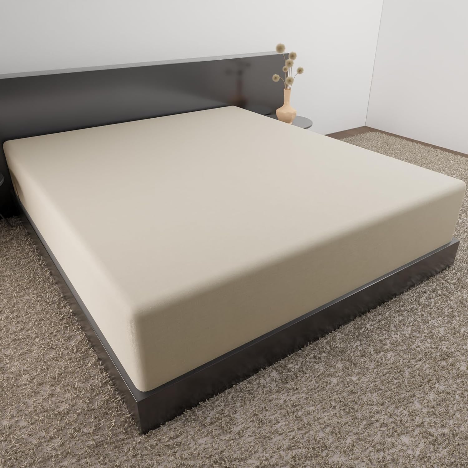 Amazon Brand Umi Single Bed Sheet Fitted, 200 Thread Count 100