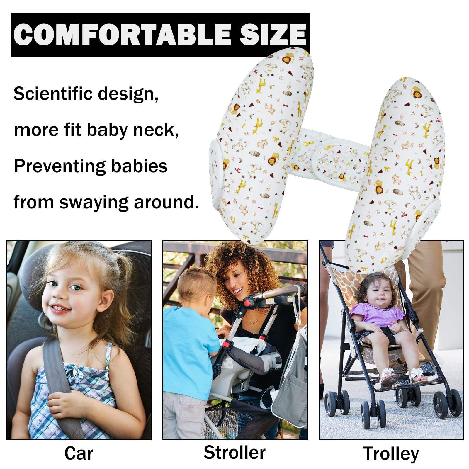 Toddler Head Cushion Baby Car Seat Head Support Pillow - Adjustable U ...