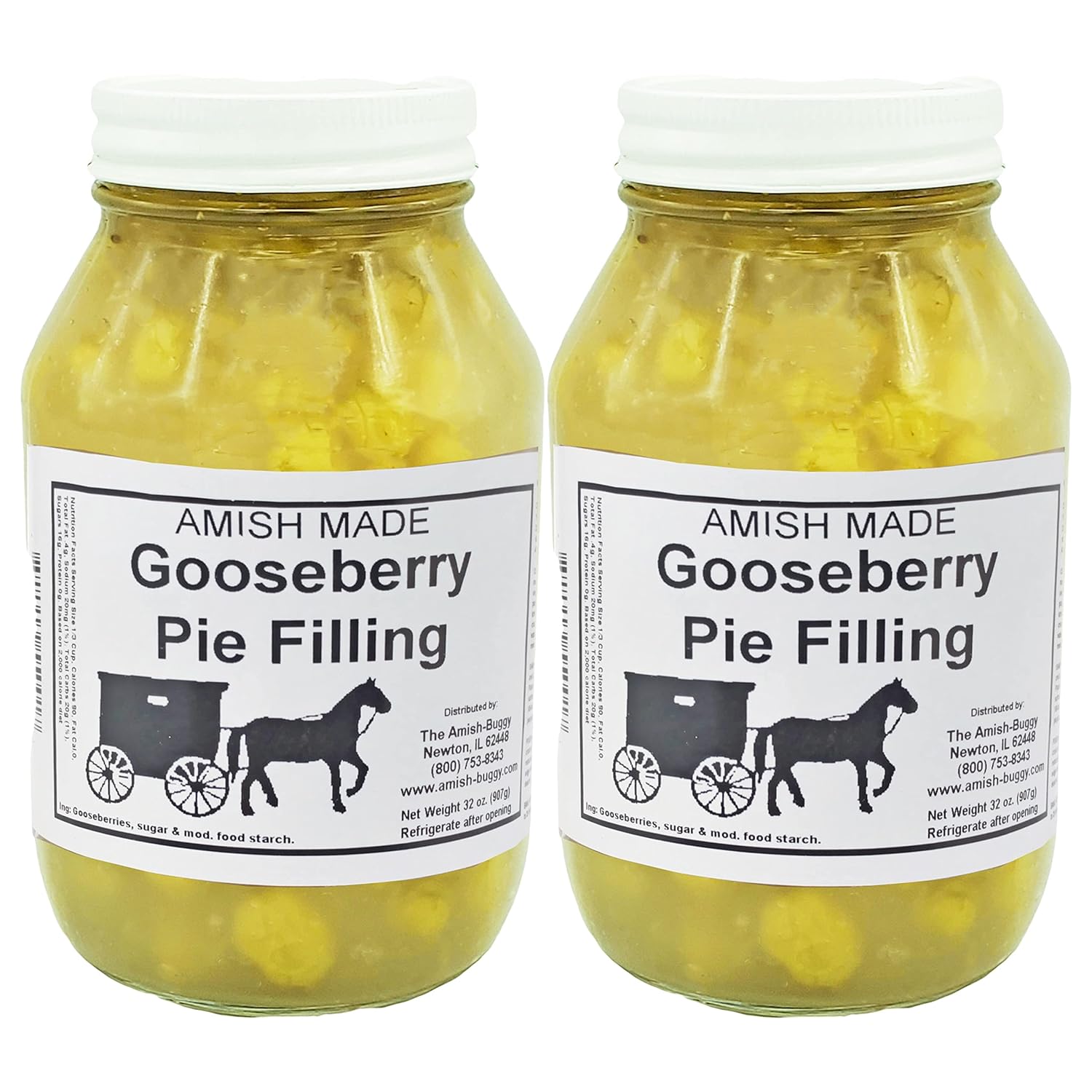 Amish Pie Filling - TWO 32 Oz Jars (Gooseberry)
