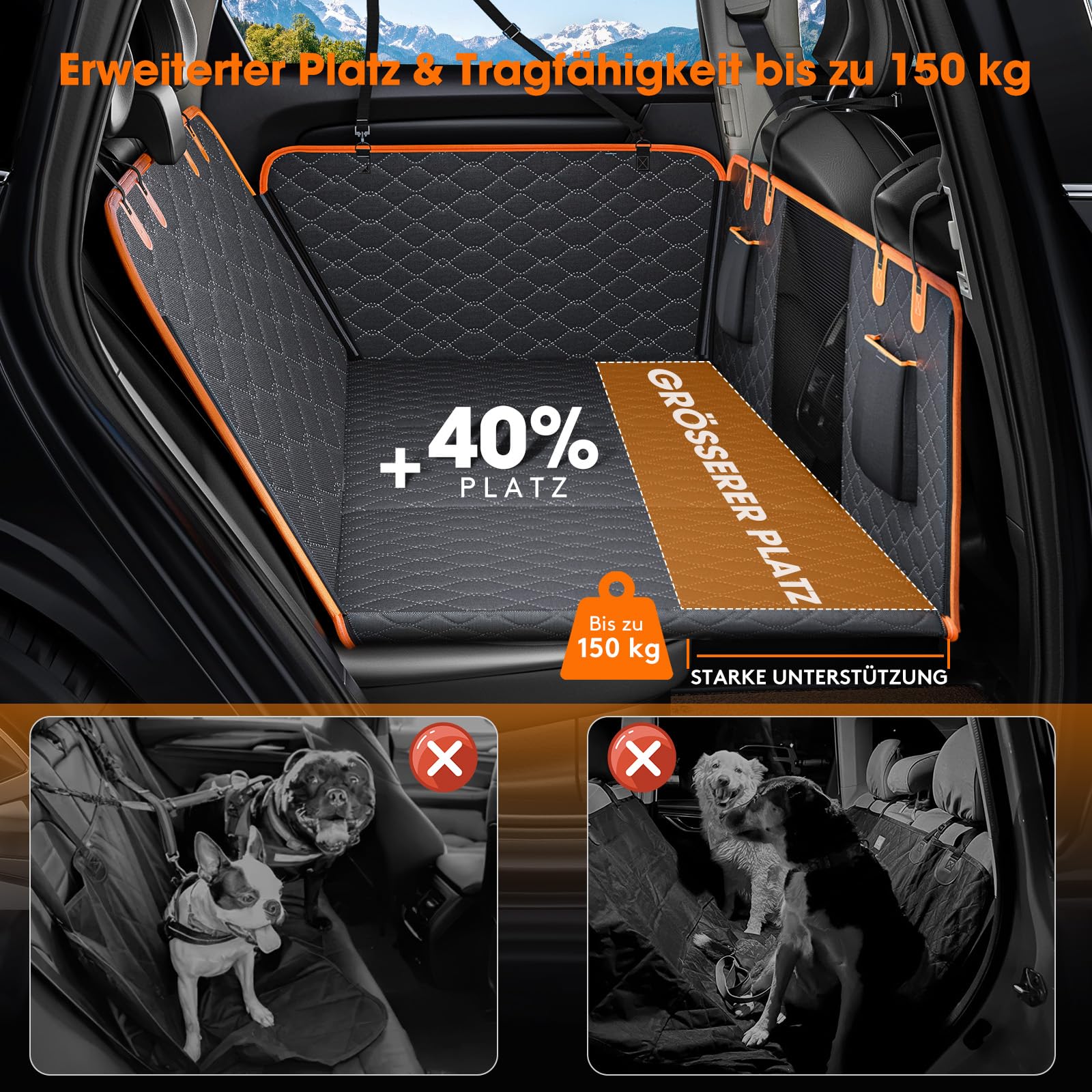 JOEJOY Coprisedile Auto per Cani,Telo Auto per Cani Impermeabile Antigraffiato e Antiscivolo con Finestre a Maglie, Telo Macchina per Cani per Animali per Auto Nero