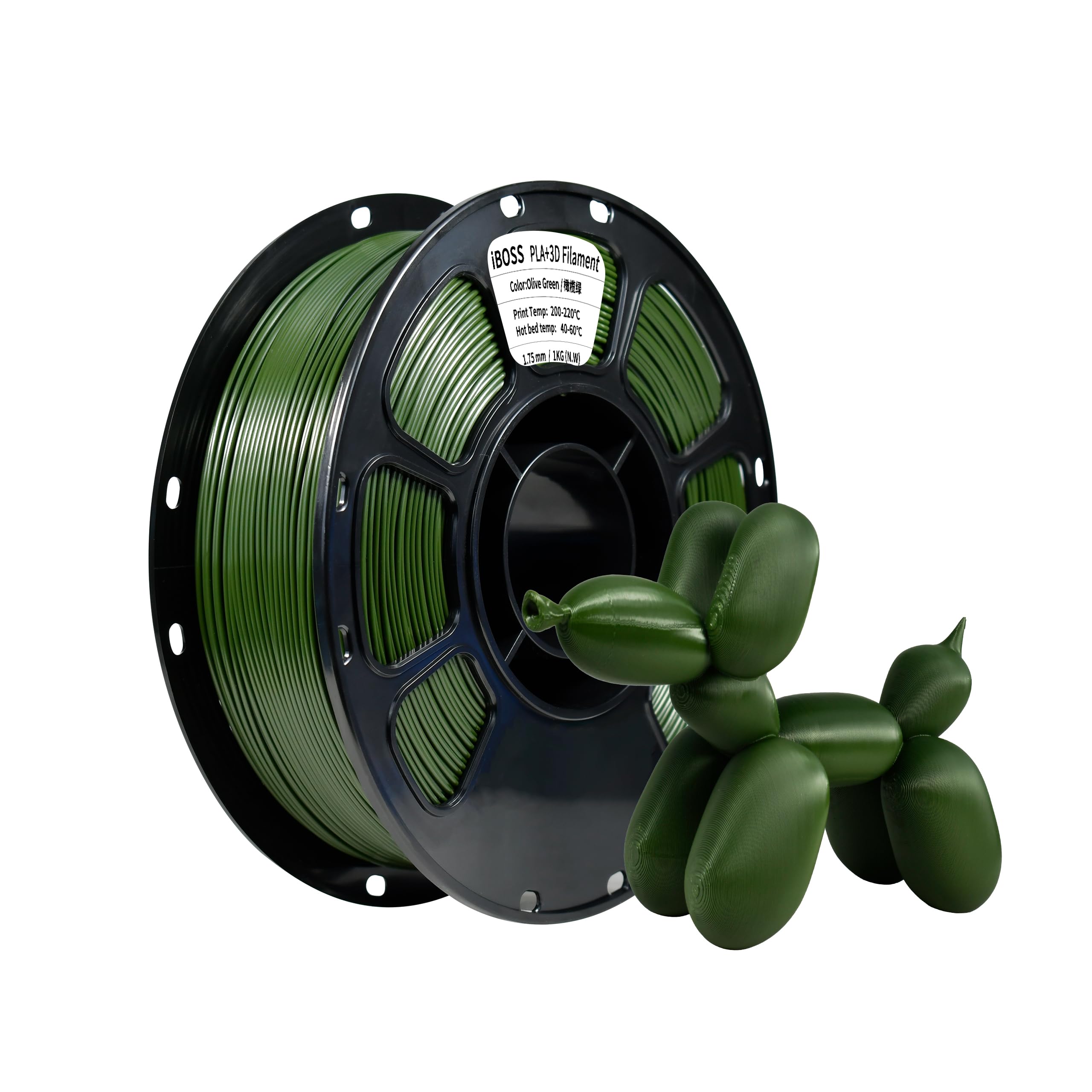 iBOSS PLA+ Filament Olive Green 1.75mm, Upgrade 3D Printer PLA Plus Filament, 1kg Spool (2.2lbs) Cardboard Spool 3D Printing Filament for 3D Printers(Olive Green)