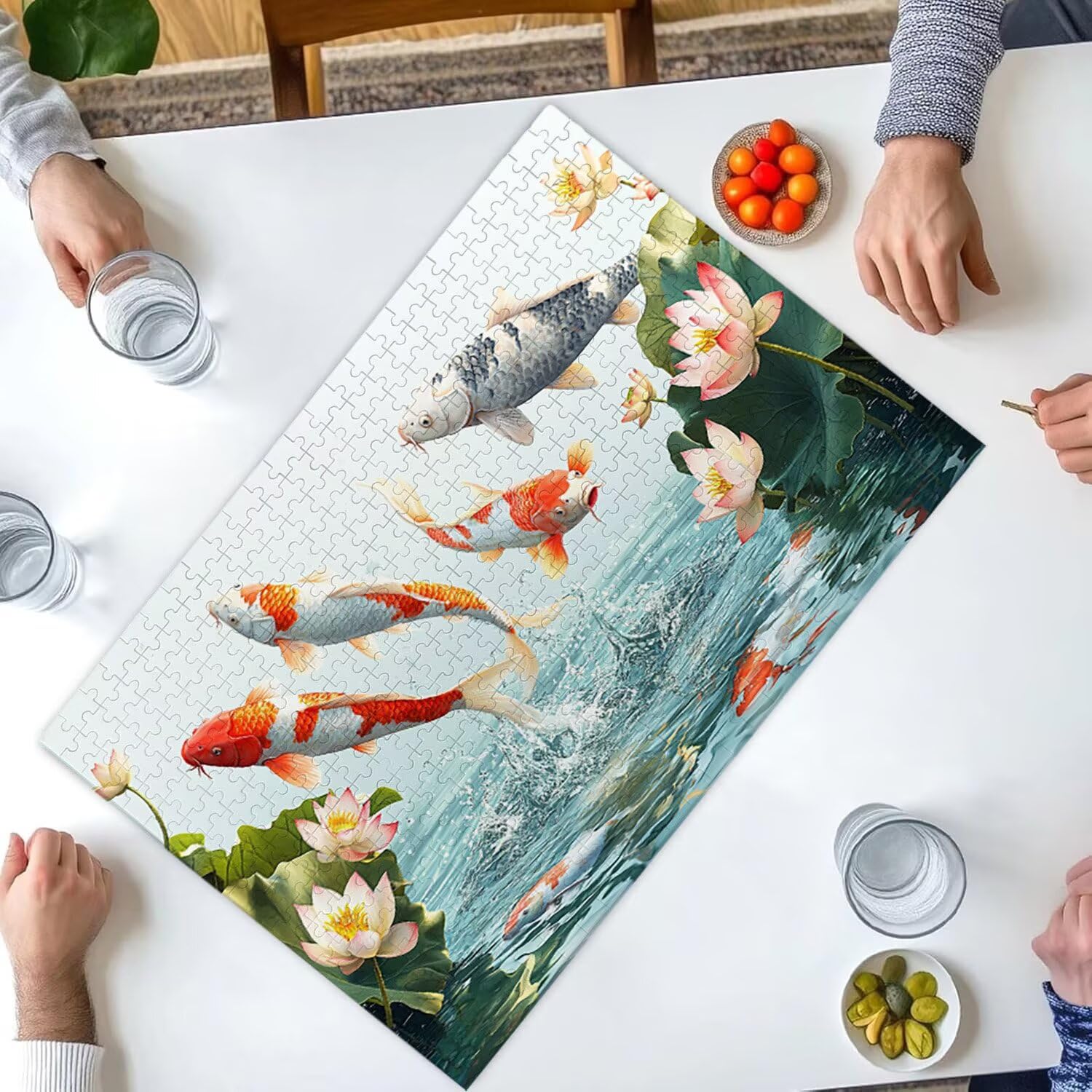 Puzzle 5000 elementów dla dorosłych puzzle dla dorosłych 5000 elementów puzzle wymagające i drażniące mózgi gra edukacyjna dla całych prezentów dla mężczyzn, motyw puzzli: (kwiaty koi i lotosu) h-478