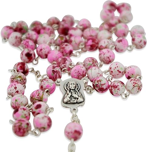 Vista 23 de Venerare Rosario católico de cuentas de vidrio - Multicolor