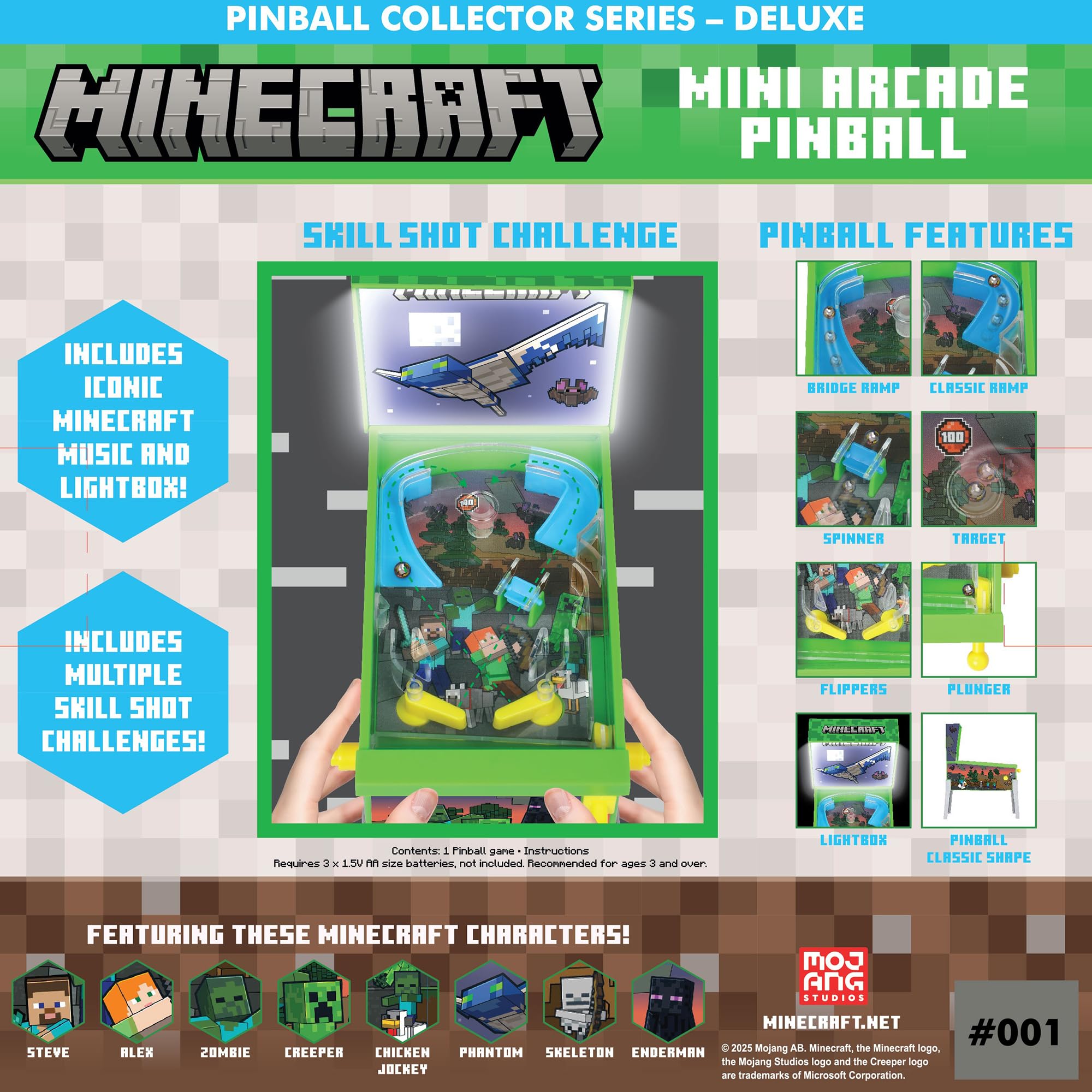 Merchant Ambassador x Minecraft Miniature Arcade Pinball Overworld Game Machine, Multicolor, 9 x 16 x 20.5 cm - Image 2