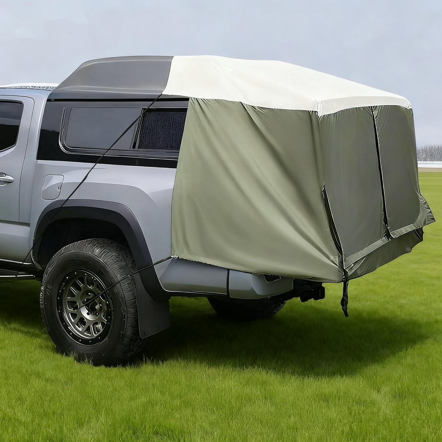 Full-Size Truck Bed Tent,Outdoor 600D Waterproof Truck Tent Compatible with Fits Ford F-150,Chevy Silverado,Toyota Tundra,Tacoma (2005+),Tailgates 58",Designed for Full-Size Trucks with Caps