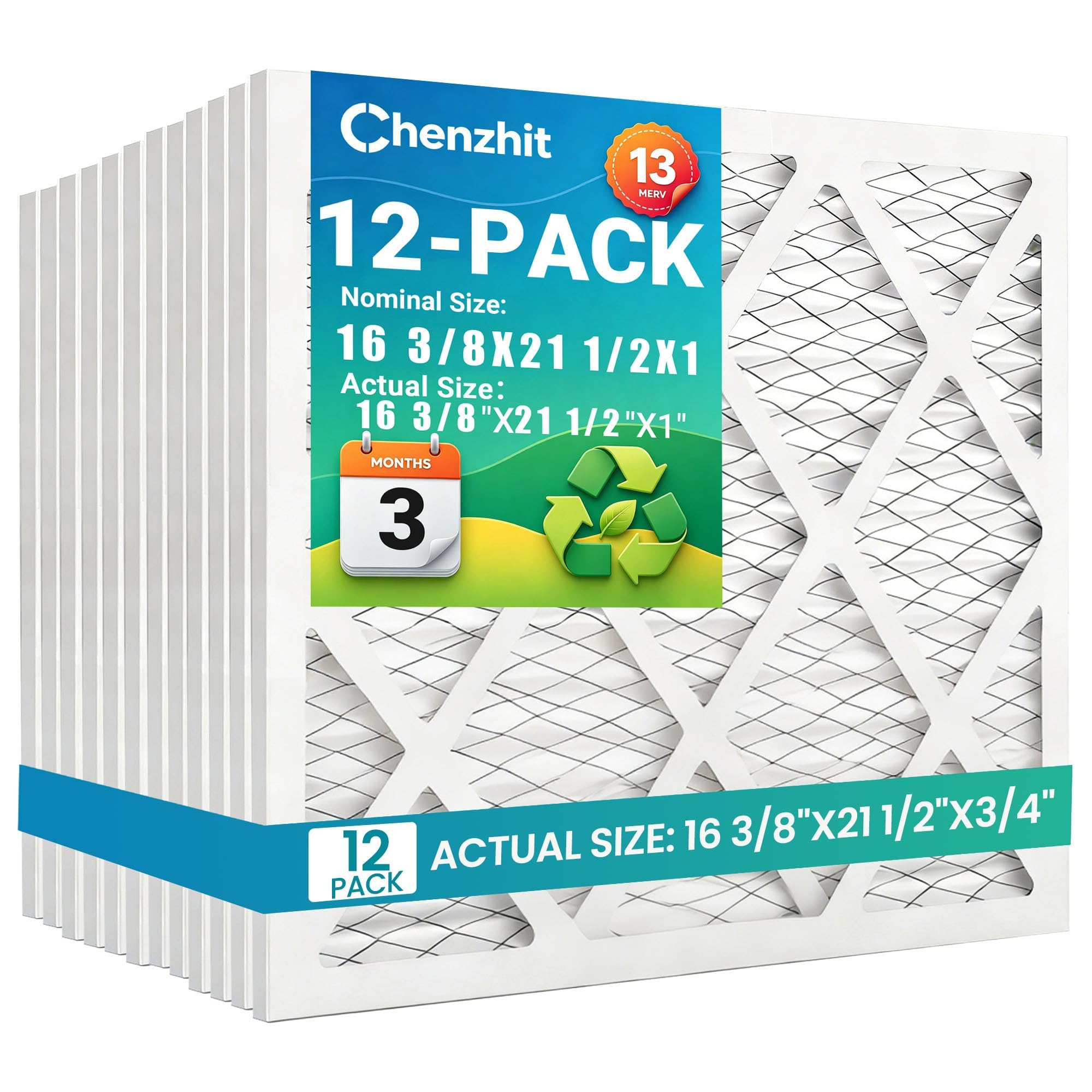 (6 Pack) 17x22x1 Air Filter, MPR 1900 & FPR 10, MERV 13 Pleated Air Filter (Actual Size:16 3/4x21 3/4x3/4 inch) — Amazon image 12
