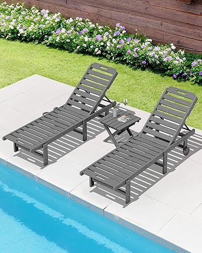 Miniatura 10 de SERWALL Mesa auxiliar plegable pequeña, mesa auxiliar de polietileno de alta densidad para patio, porche, cubierta, piscina, gris