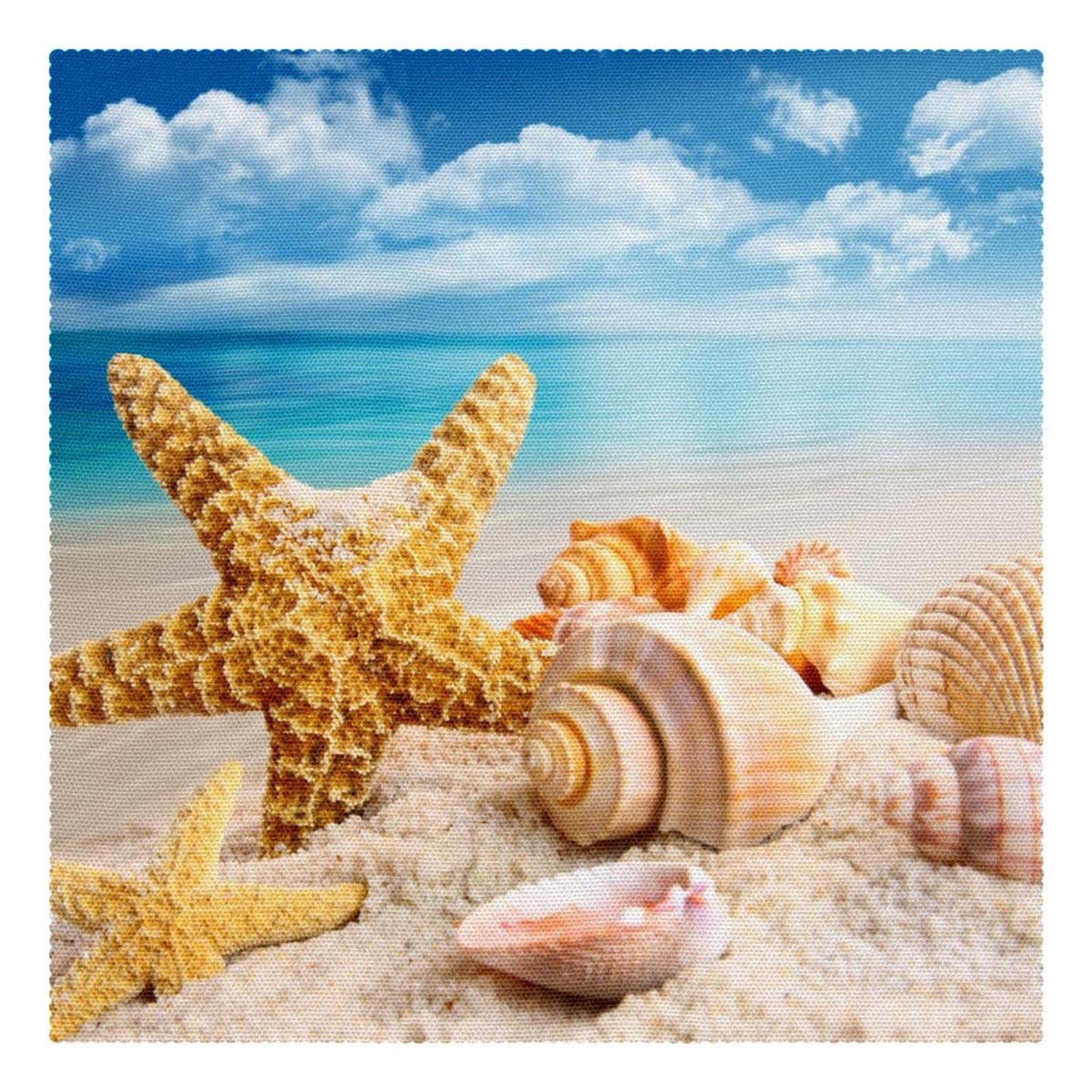 Set de table antidérapant et résistant à la chaleur motif plage lot de 4