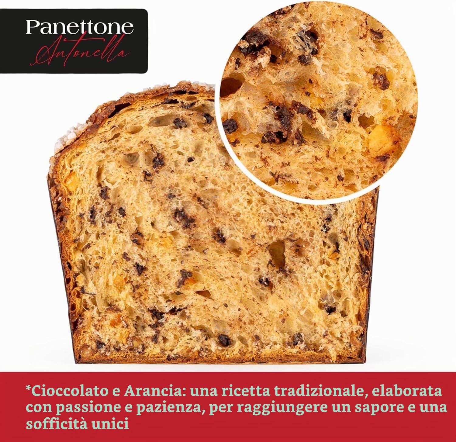 Panettone Antonella Cioccolato & Arancia 600 g | Panettone Artigianale al Cioccolato e Arancia Senza Conservanti Né Coloranti | Dolce Natalizio con Lievito Madre | Ricetta Tradizionale