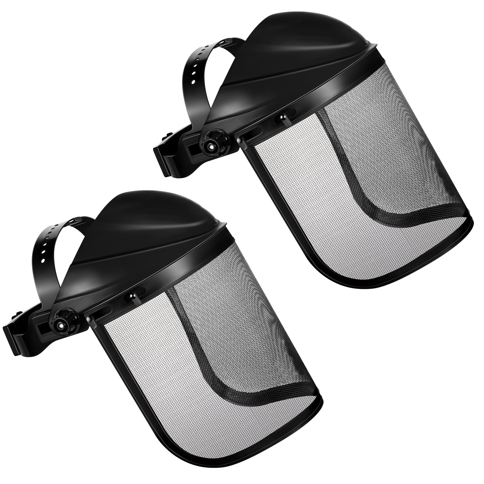 Hestya 2 Cascos de Seguridad para Desbrozadora Careta para Motosierra Ajustable Protector Facial de Trabajo de Silvicultura con Visera para Protección de Cara Jardinería Césped Exterior(Negro)