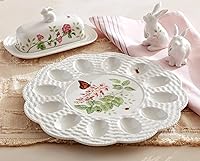 Vista 3 de Lenox 893455 Butterfly Meadow Bunny Mantequillera con Tapa de Conejo, Vajilla de Pascua
