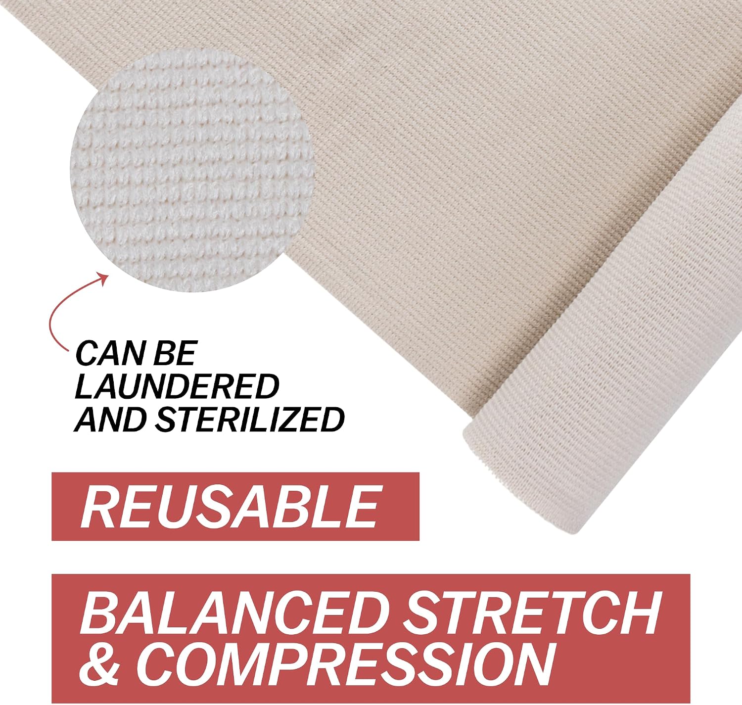 Elastic Bandage Wrap, 6 in x 15 ft Stretch, Reusable Body Compression Bandage Wrap for Wrists, Elbow, Knees, Ankles & Feet (10)