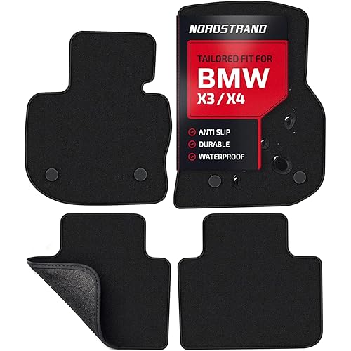 Floor Mats for BMW X3 2018-2024 & BMW X4 2019-2024 - Custom 3D Fit 20i 30i M40i 30e M - 1st & 2nd Row - Anti-Slip Backing - 34oz Heavy Duty Carpet Mat - Set of 4 All Weather Car Liner Floormats