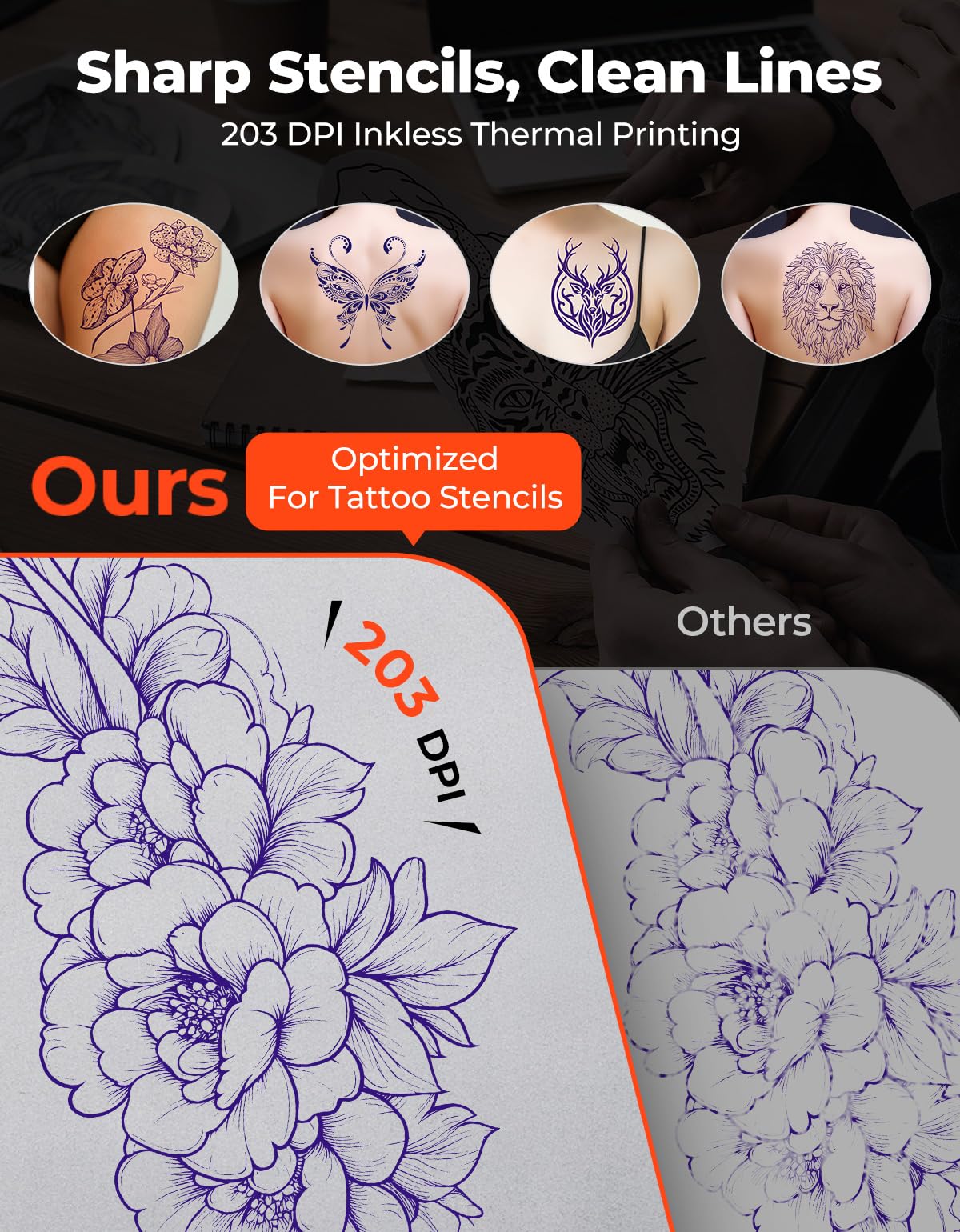 MUNBYN Termocopiadora Tattoo Bluetooth, Impresora Termica Tatuajes para DIY, Compatible con Smartphone y PC, Incluye 10 Hojas de Papel de Transferencia, ITP05S Rosa