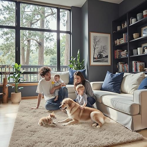 Miniatura 64 de Tapetes para sala de 6 x 9, tapetes de pelo largo grandes y suaves, tapete de área afelpado para dormitorio, decoración estética del hogar para Gris