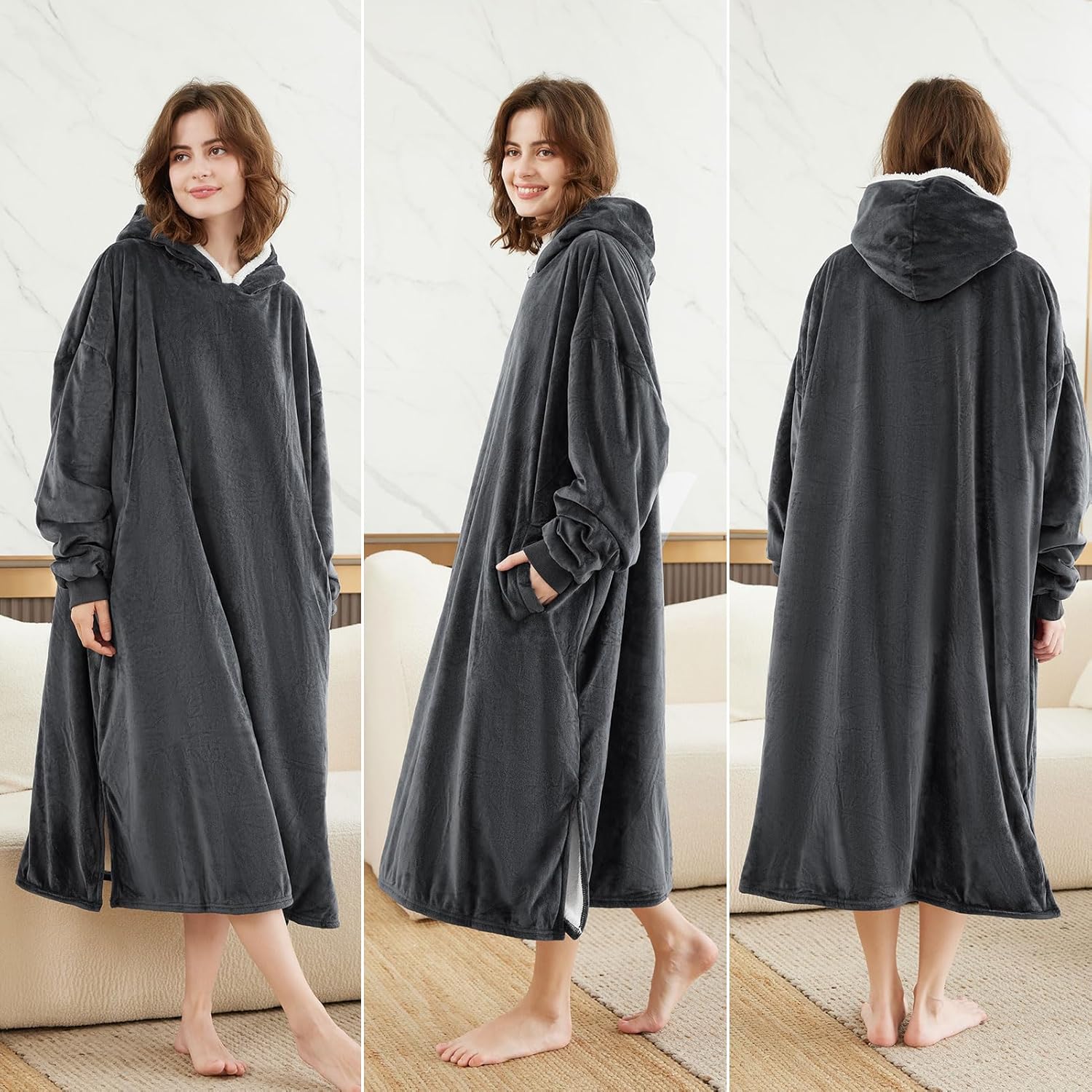 LetsFunny Blanket Hoodie,Oversized Wearable Sherpa Fleece Blanket Sweatshirt,Super Soft Warm Cozy with Giant Pocket,Gifts for Women Men Adults Teenagers Kids, One Size Fits All - Image 7