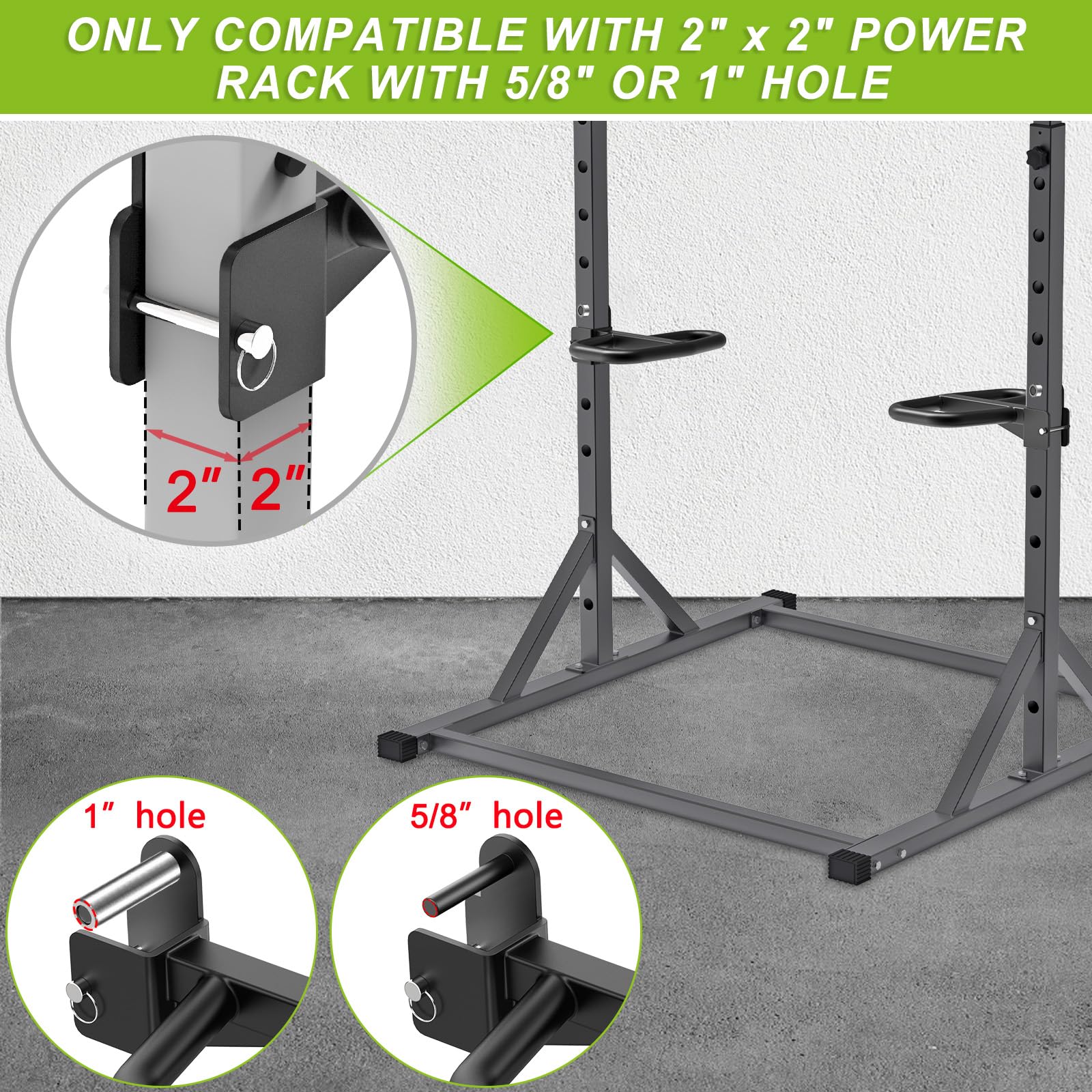 SELEWARE Multi Grip Dips Bar Extension per 2X 2 o 3 x 3 Pollici con Foro da 1 o 5/8 di Pollice Power Rack, Maniglie Larghe e Strette Squat Rack Extension per Bodybuilding