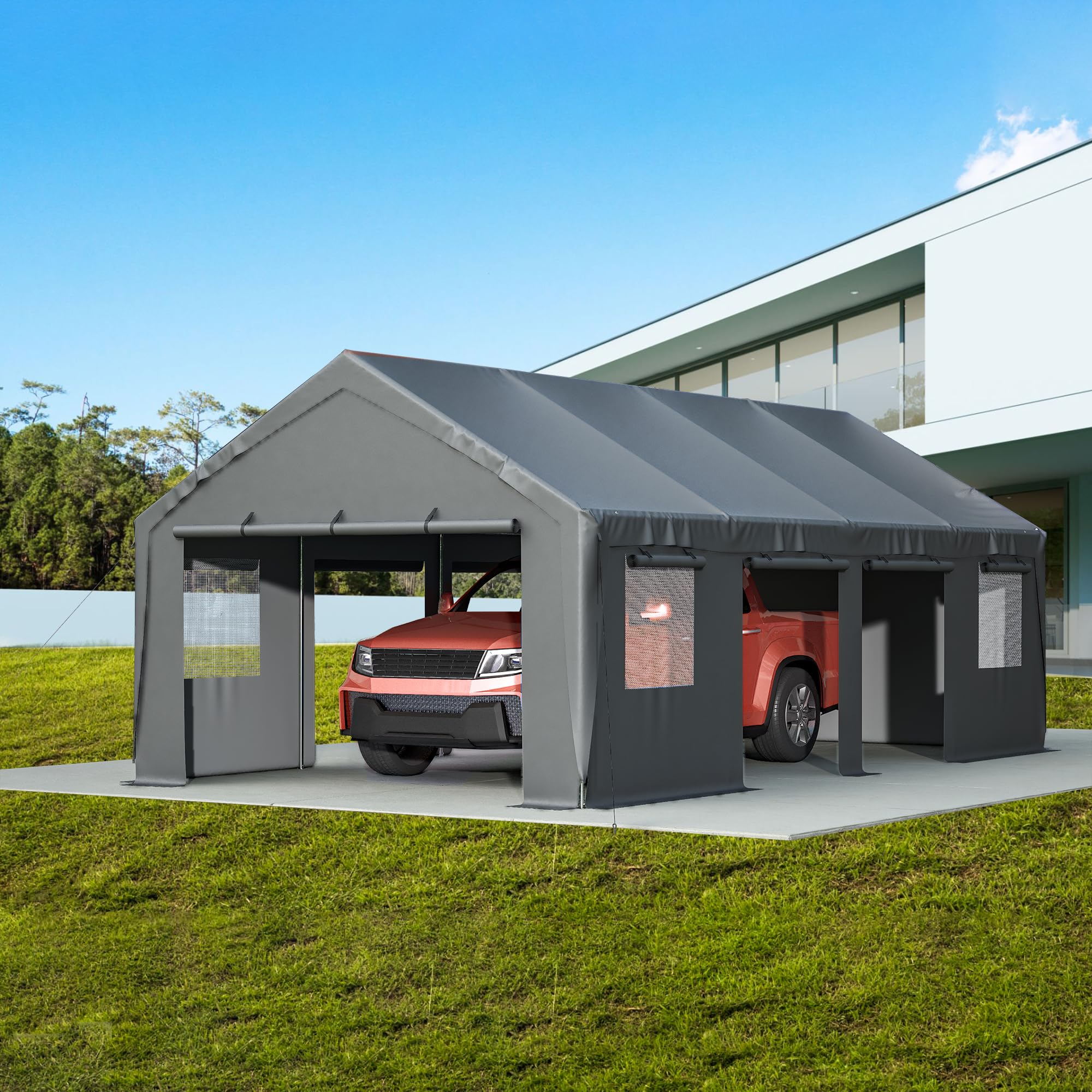 Amazon.com: Thanaddo Carport 13'x25'x10' Heavy Duty with Roll-up