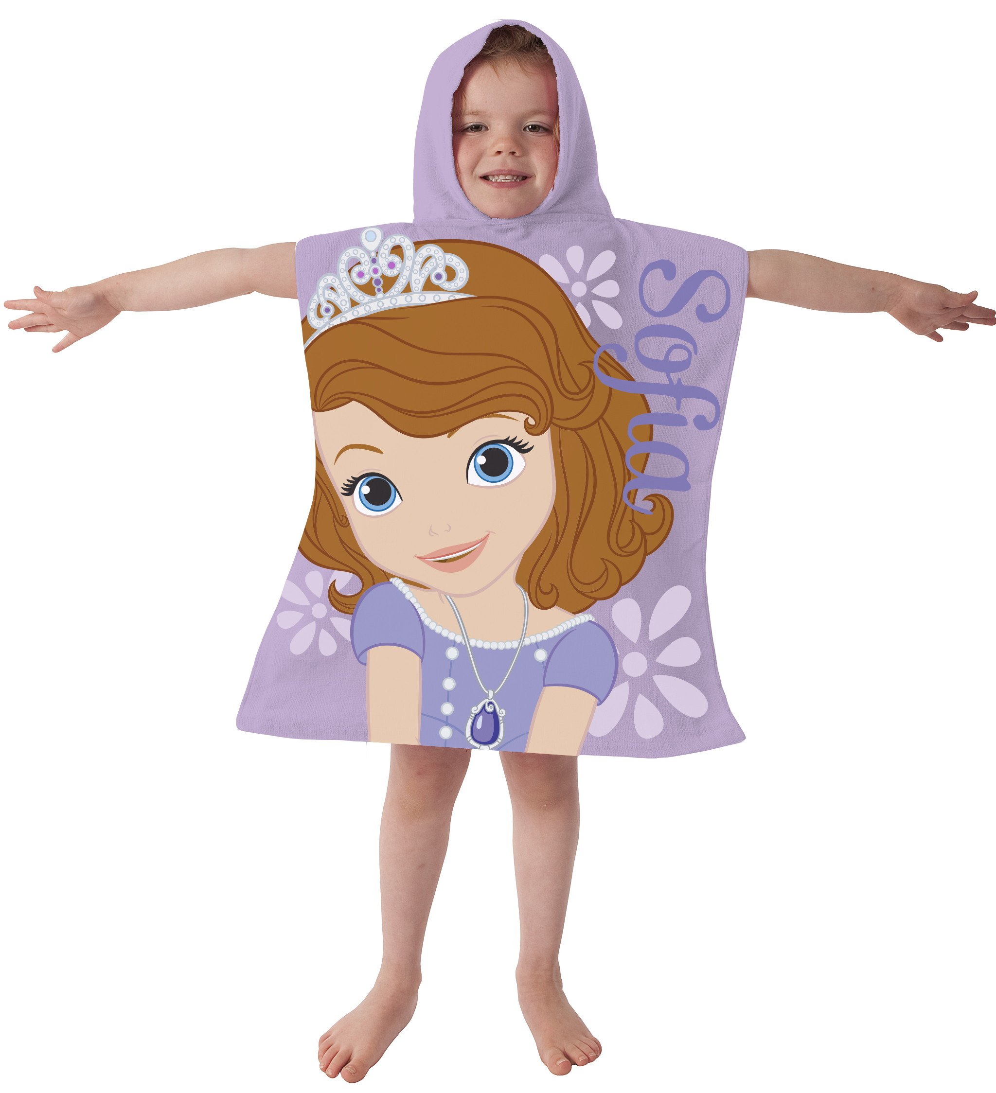 Disney Official Sofia the First Poncho Hooded Towel, Purple