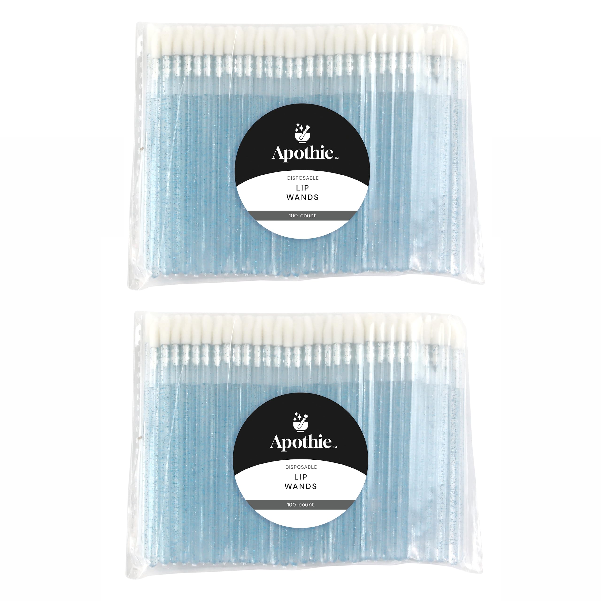 Apothie200PCS Disposable Lip Applicators (200 Pieces, Blue Crystal) – Lint-Free Versatile Doe Foot Makeup Wands for Lip Gloss, Lipstick, Lash Extensions Beauty Starter Kits - Essential Lash Tools