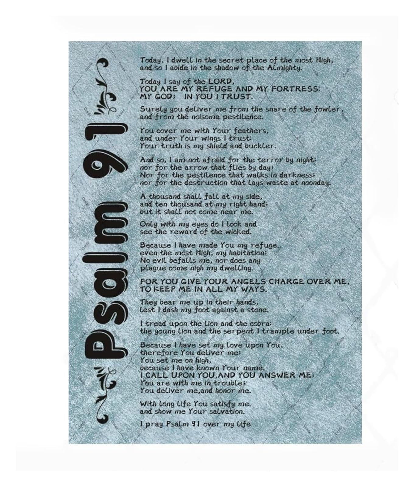 HGETJOHXEM Psalm 91 Wall Decor - He Who Dwells Quote, Vintage Typography Christian Art for Prayer Room, Living Room, Gift​(Unframed,16x24inch(40x60cm))