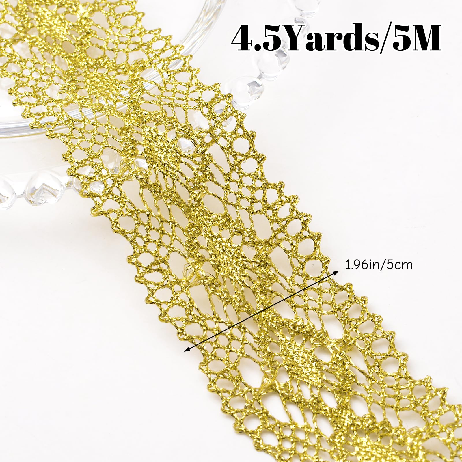 Ruban Dentelle Paillettes Or 9m X 6cm - Garniture DIY Vêtements Rideaux Décoration
