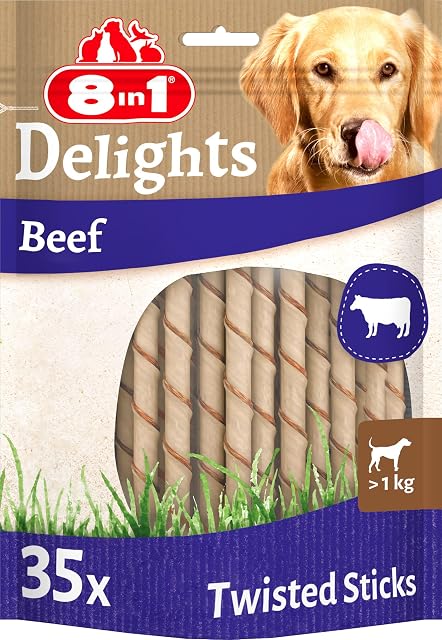 8in1 Delights Gryzak dla Wrażliwych Psów Wołowina Owinięta Skórą Wołową, 190 g