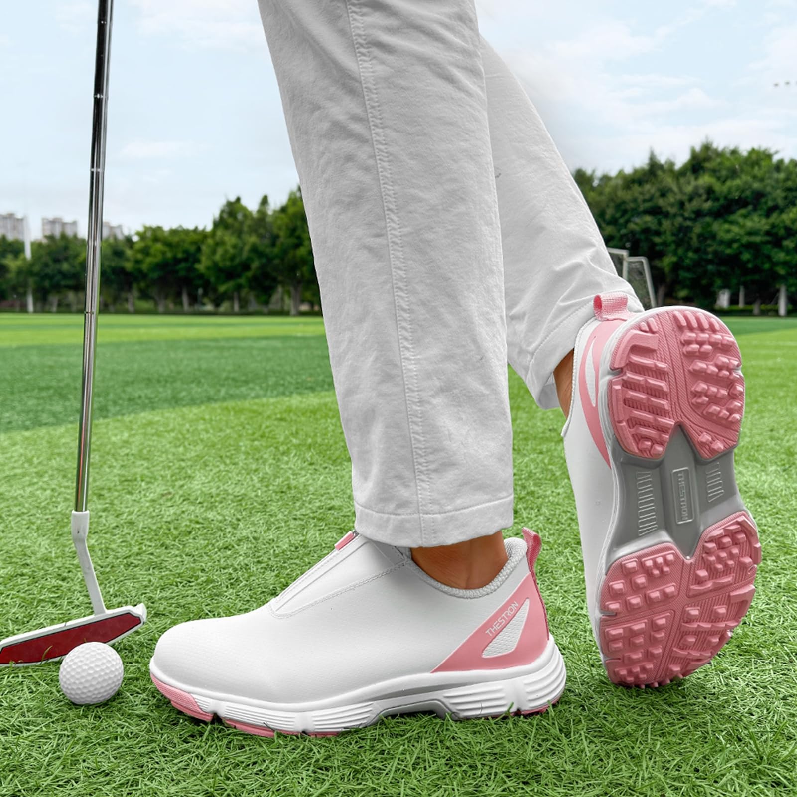 Scarpe da Golf Impermeabili da Donna, Professionali, Senza Punte, Leggere, Antiscivolo, per l'allenamento Sportivo all'aperto