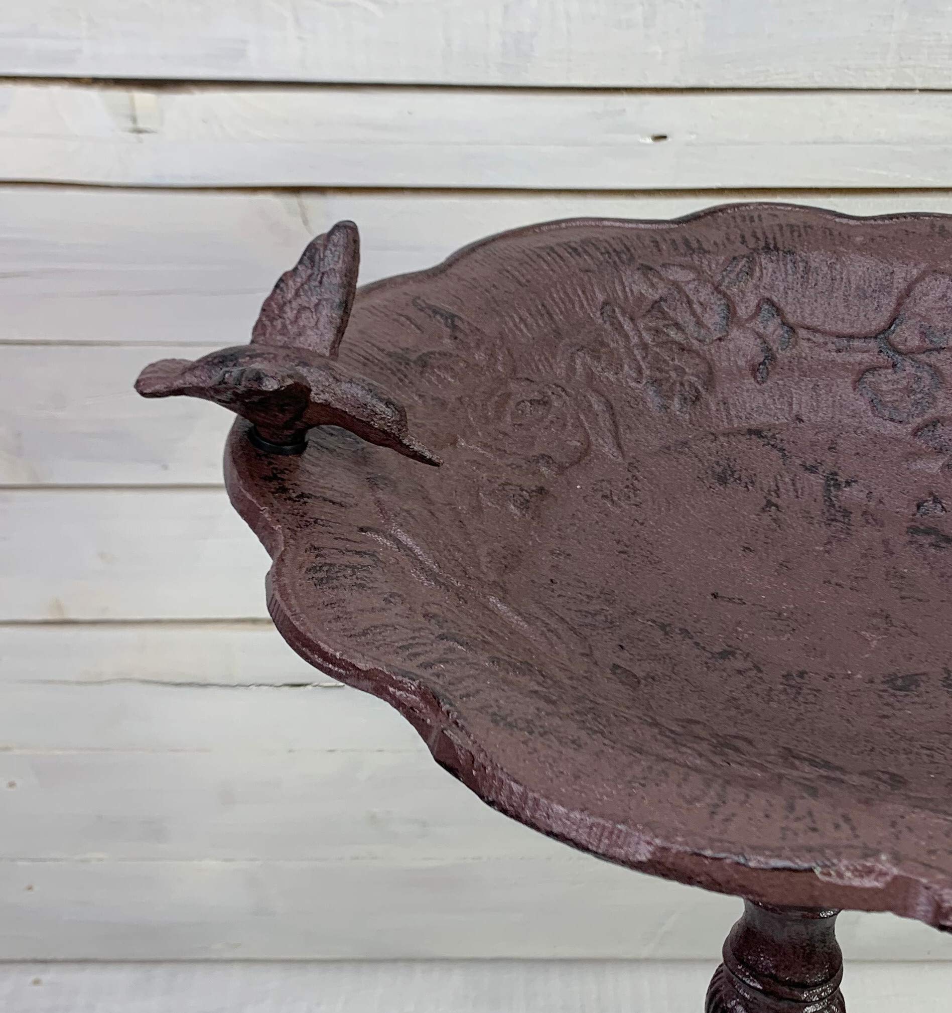 Moritz Bebedero para pájaros de hierro fundido con soporte, diseño antiguo, 72 cm de alto, color marrón