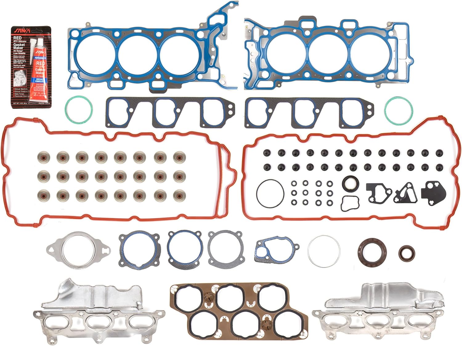 MA-4216908086 Head Gasket Set Compatible With/For 04-09 Buick Cadillac GMC Saturn 3.6 DOHC 24V VIN V, 7