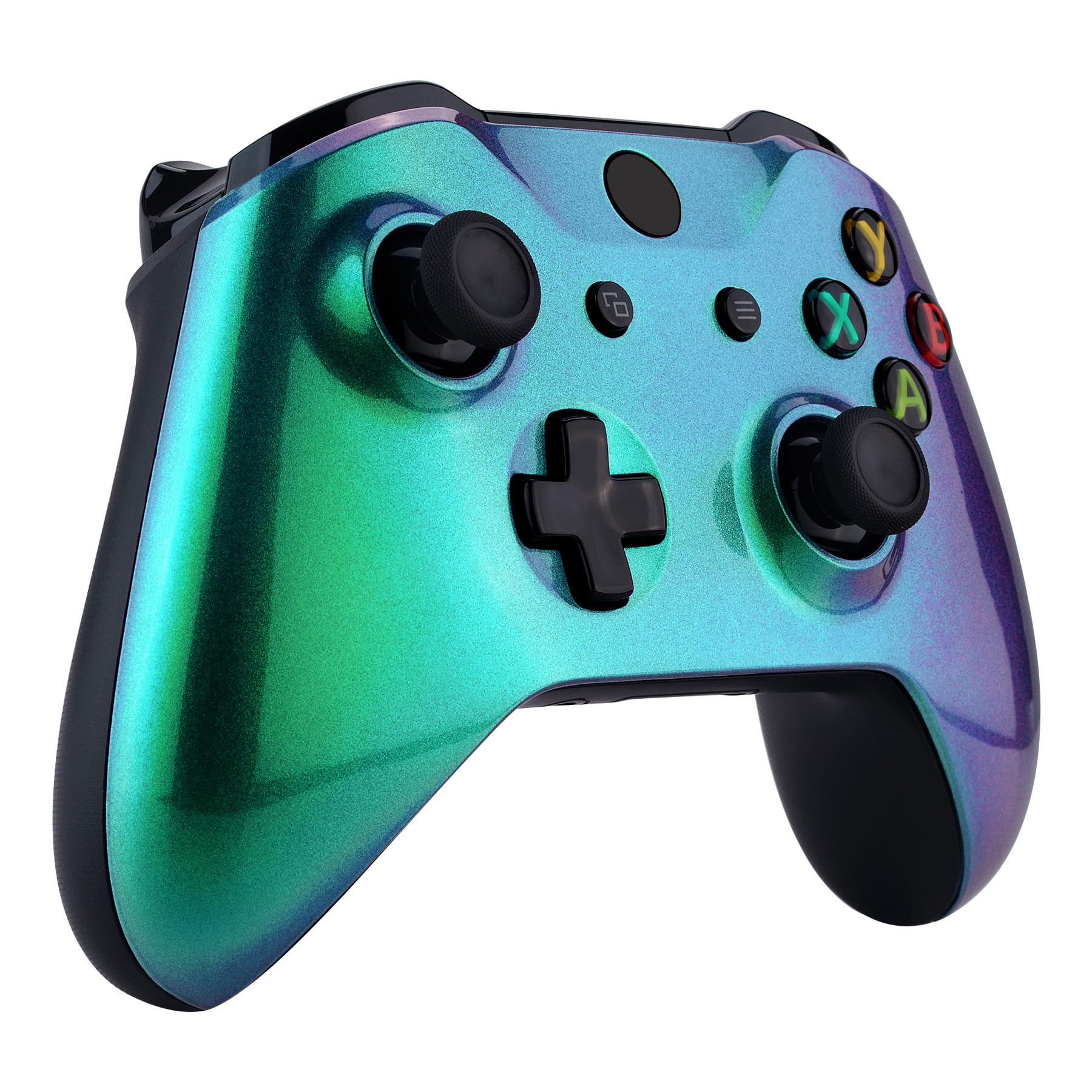 eXtremeRate Cover Frontale per Xbox One S Controller,Custodia Copertura Scocca Ricambio per Xbox One X Joystick Model 1708-Camaleonte Verde Viola