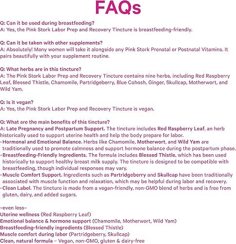 Miniatura 7 de Pink Stork Suave tintura de preparación para el parto y el parto, hoja de frambuesa roja, manzanilla, jengibre y 8 hierbas, embarazo tercer