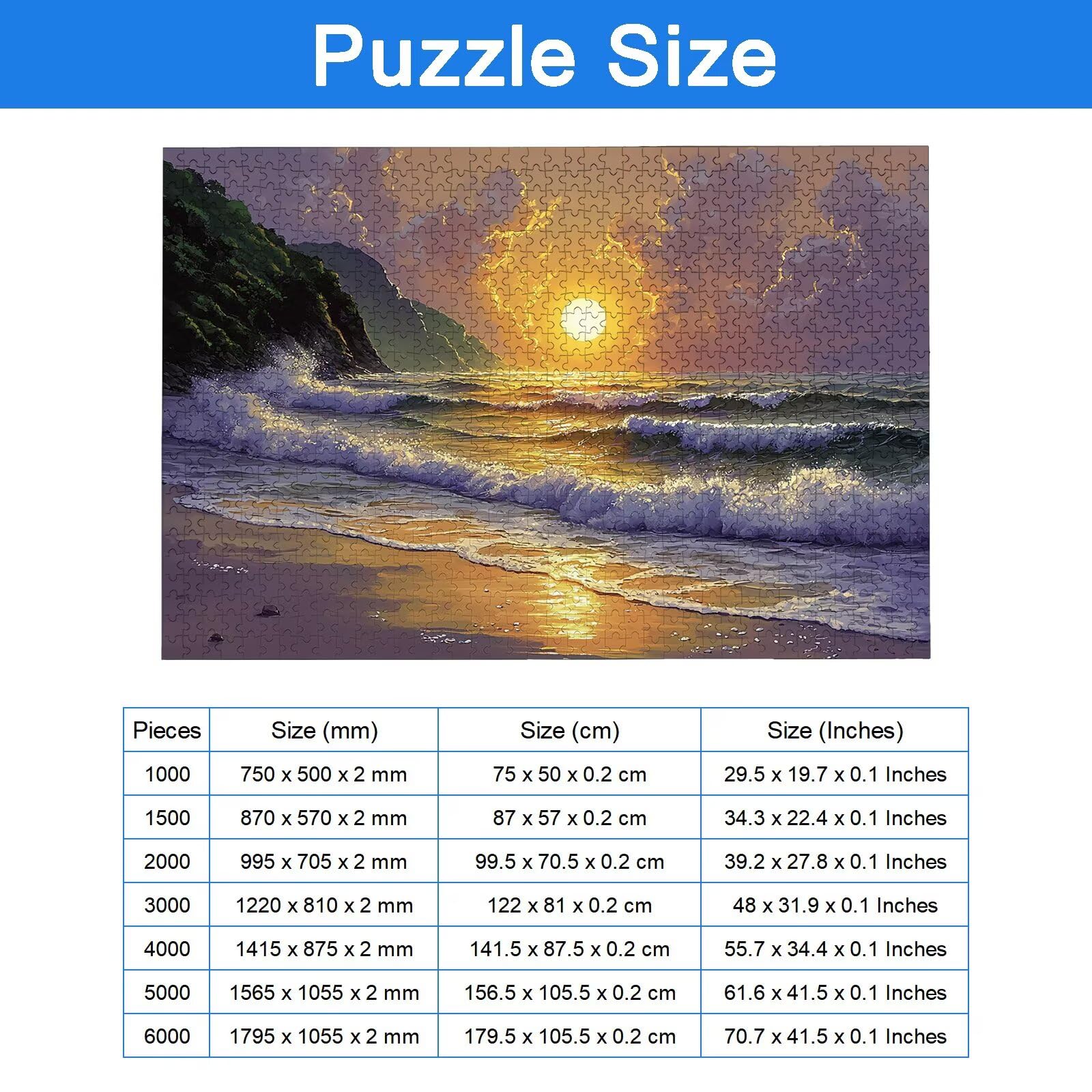 Puzzle 4000 Pezzi Spiaggia, Puzzle Paesaggio 4000 Pezzi Arte per Adulti e Bambini, Misura: 141.5x87.5 cm, Puzzles Legno per Adulti con Squisita Scatola di Imballaggio, Regalo Donna, Regalo Uomo, -9009