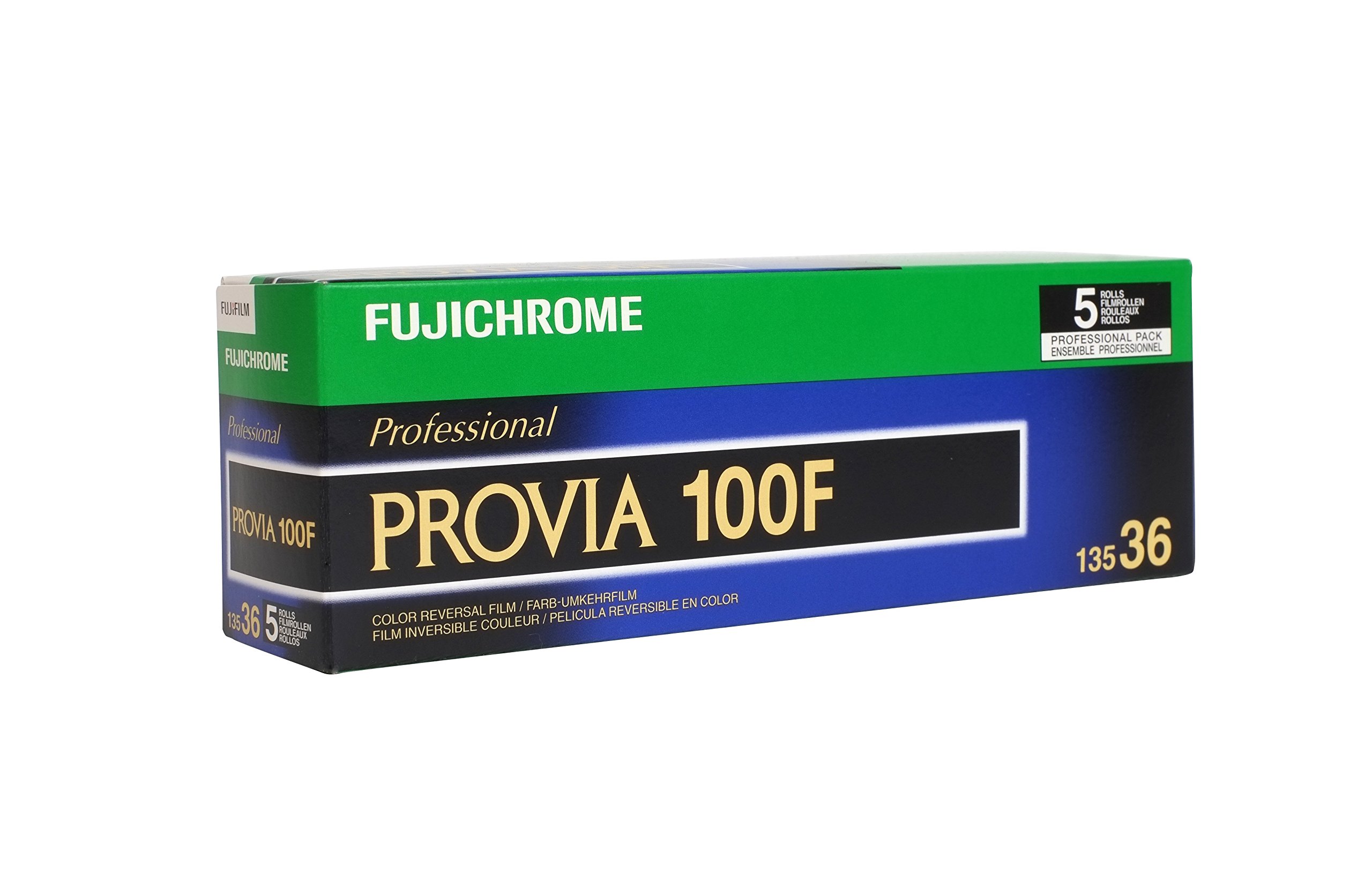 Fujifilm 16326030 Fujichrome Provia 35mm 100F Color Slide Film ISO 100 - 5  Rolls of 36 Exposures (Green/White/Purple)